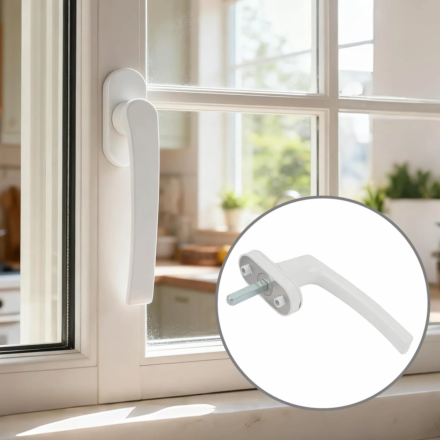 Manilla de Seguridad para Ventana, 2 Piezas en Blanco - Aleación de Aluminio, para Ventana Corredera, Balcón y Puerta de Terraza