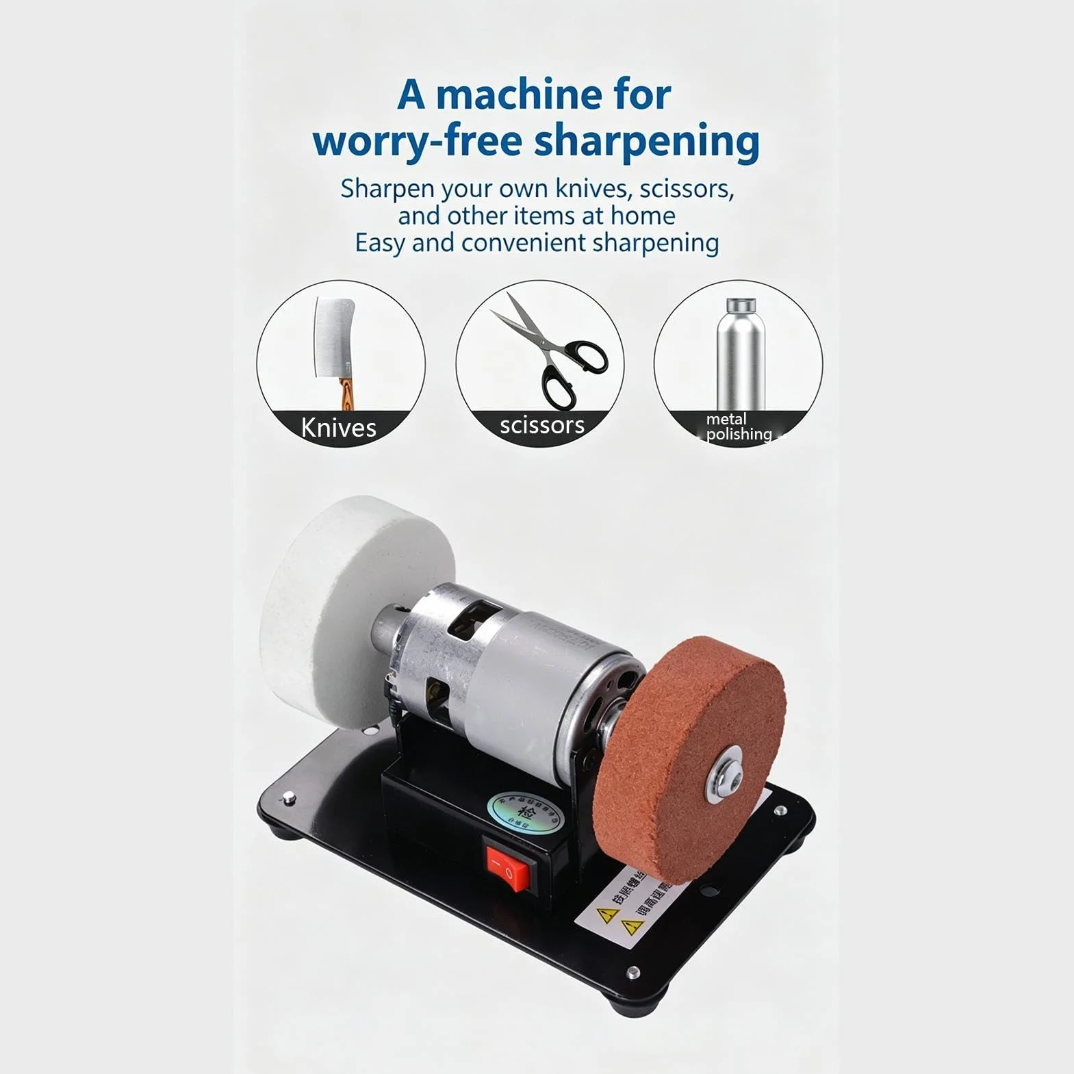 Amoladora de mesa | Mini 100W silenciosa disco 7 cm - Pequeña herramienta afiladora y amoladora - Para Metal Madera DIY Artesanía y Joyería Pulido y Esmerilado Taller Doméstico