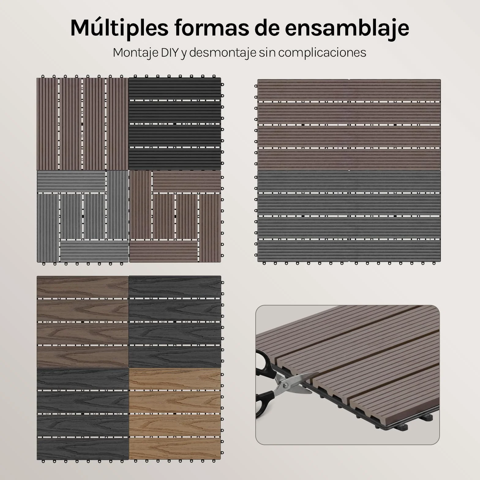 WOLTU 12x Suelo de WPC Baldosas de Madera Exterior para Porche Patios Jardin, 30 x 60 cm 2m² Suelo de Exterior Compuesta Azulejos Baldosas de WPC para Terraza Marrón
