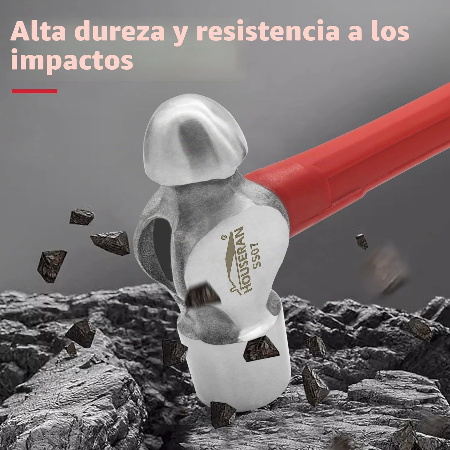 Martillo de Bola 0,91 kg, Martillo de Bola Grande con Empuñadura de Goma Antideslizante, Martillo de Metal para Trabajos de Metal, Redondeo, Mecánica