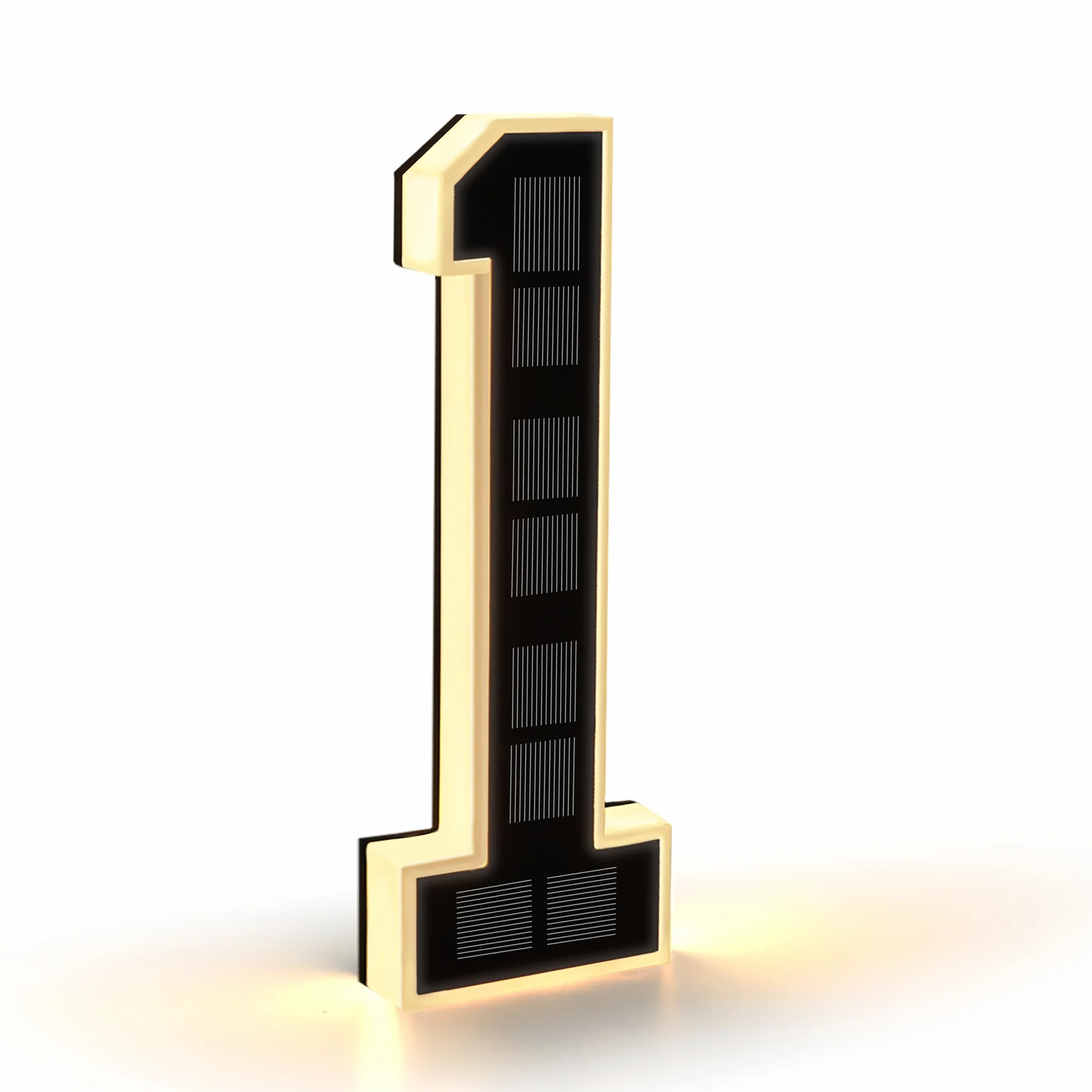 Solar Números Para Casas Iluminación Impermeable Para Exteriores, Negro Numeros Casa Exterior, Número de Puerta (1 - Negro, 23 cm)