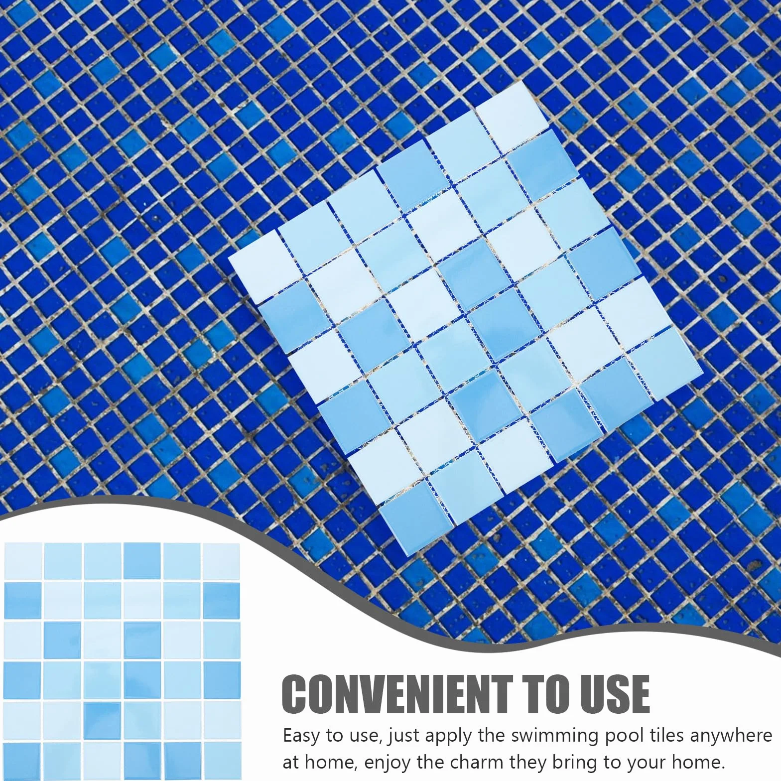 MAGICLULU Azulejos de Cerámica Cuadrados Azules para Piscina y Salpicadero, 36 Piezas para Múltiples Usos en Cocina y Baño
