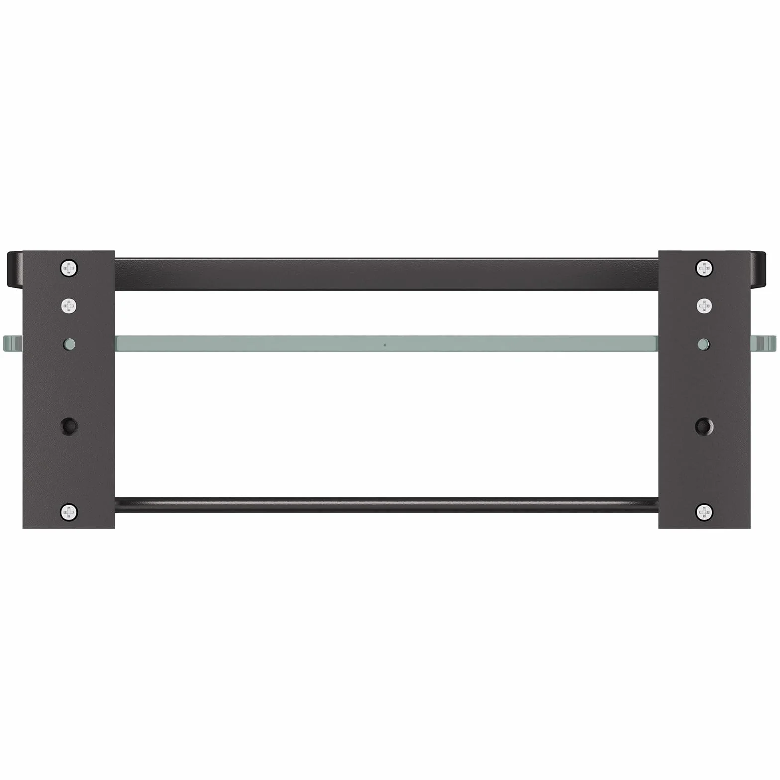 Danpoo Estantes de baño de cristal montado en la pared con toallero, estante organizador de baño, color negro