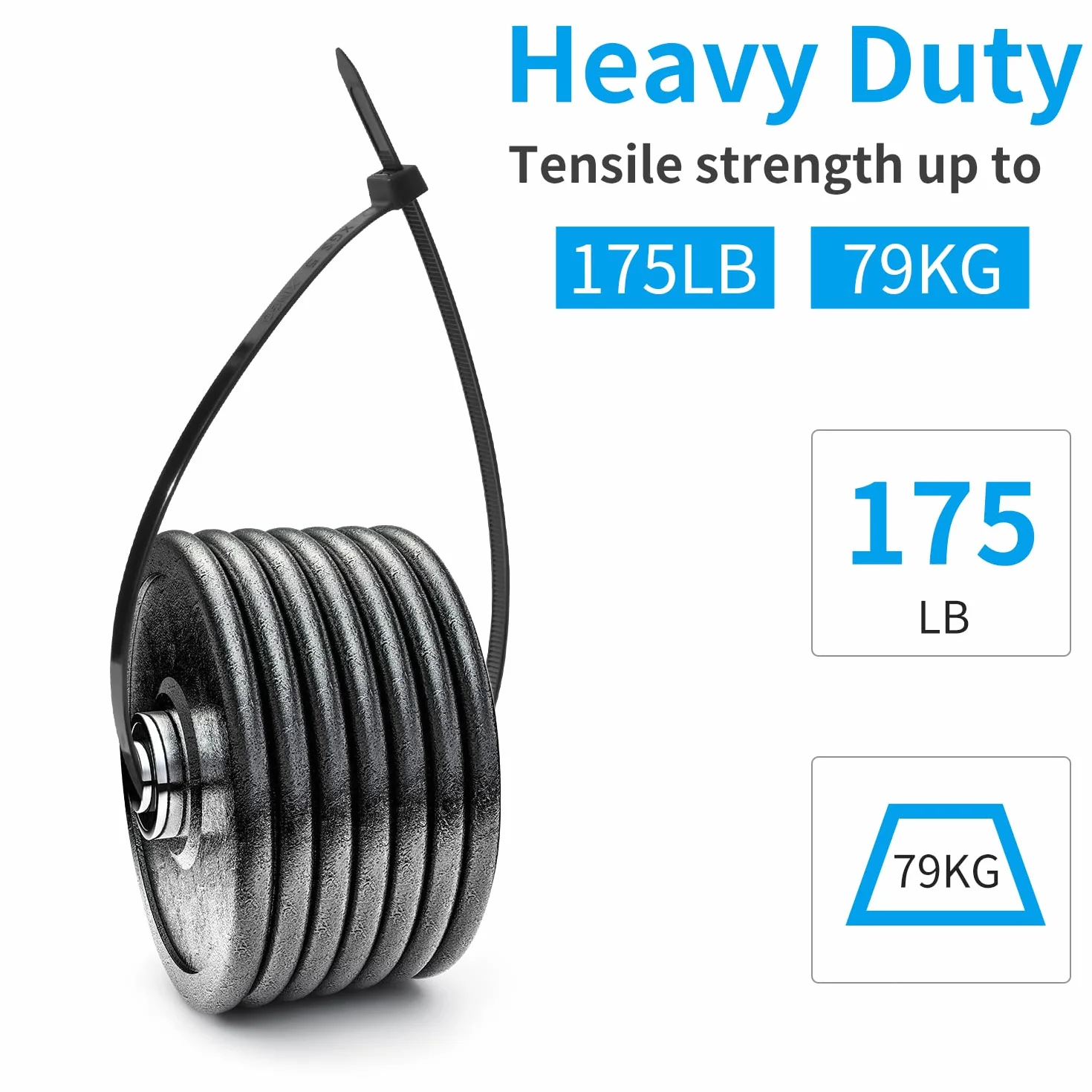 XINGO 100 bridas negras resistentes, 600 mm x 9 mm de largo con 80 kg de resistencia a la tracción ultra fuerte, grandes bridas resistentes a los rayos UV extra largas para uso en exteriores