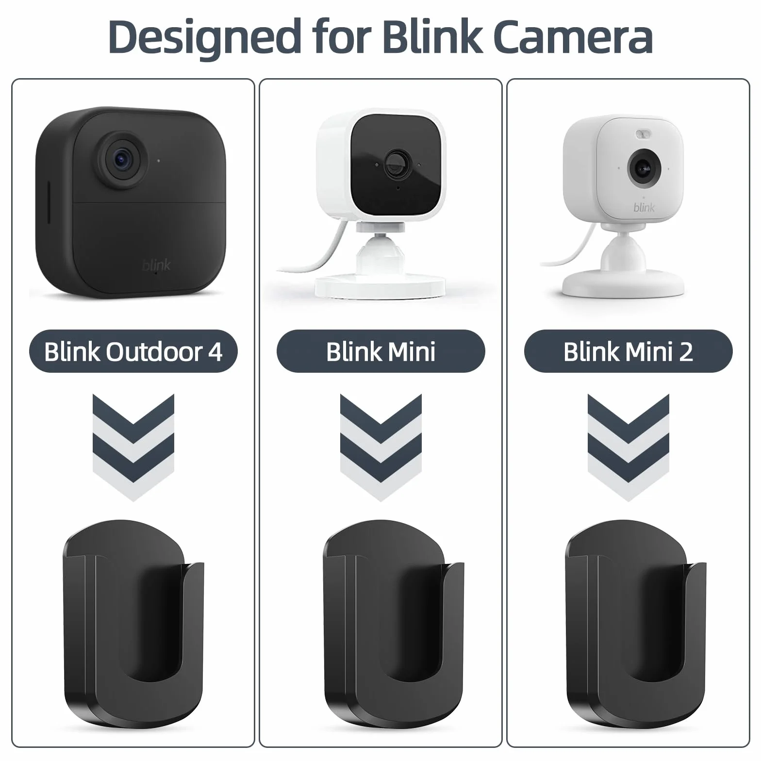 Paquete de 3 soportes de pared para cámara Blink sin taladrar, sin tornillos, soporte adhesivo para cámara Blink Outdoor 4 / Blink Mini/Mini 2 / Blink para cámaras interiores, fácil de instalar