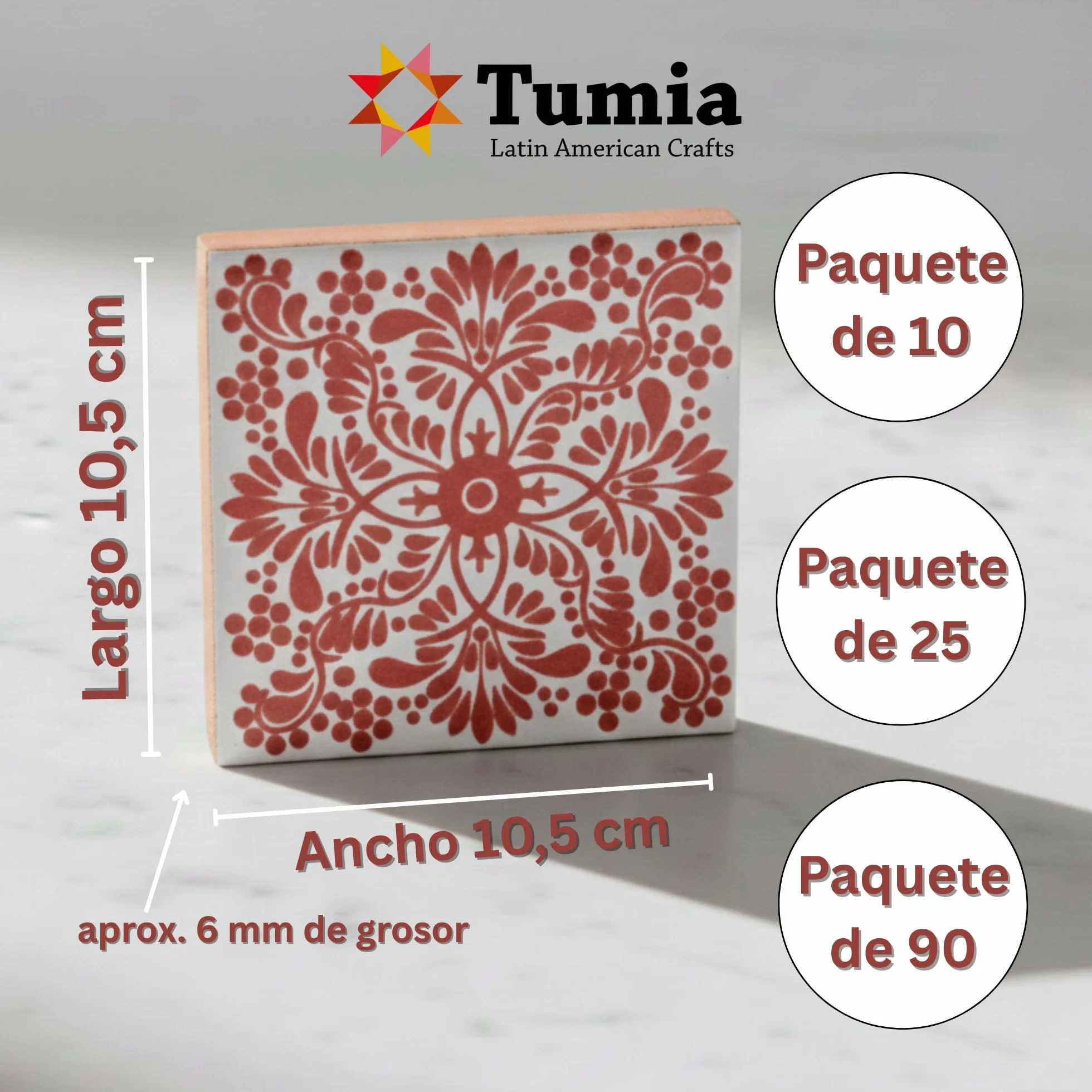 Tumia LAC Azulejos Mexicanos Artesanales de Talavera de 10.5cm