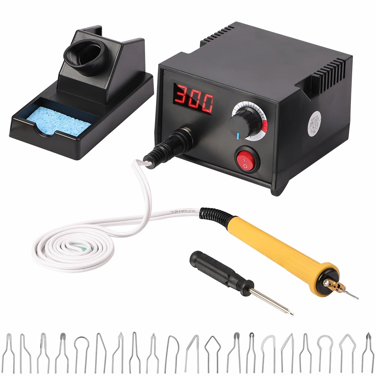 Set Profesional de Pirograbado con Pantalla LCD, 20 Puntas Incluidas, Temperatura Ajustable de 250 a 750 °C, Ideal para Madera, Cuero, Calabaza y Corcho