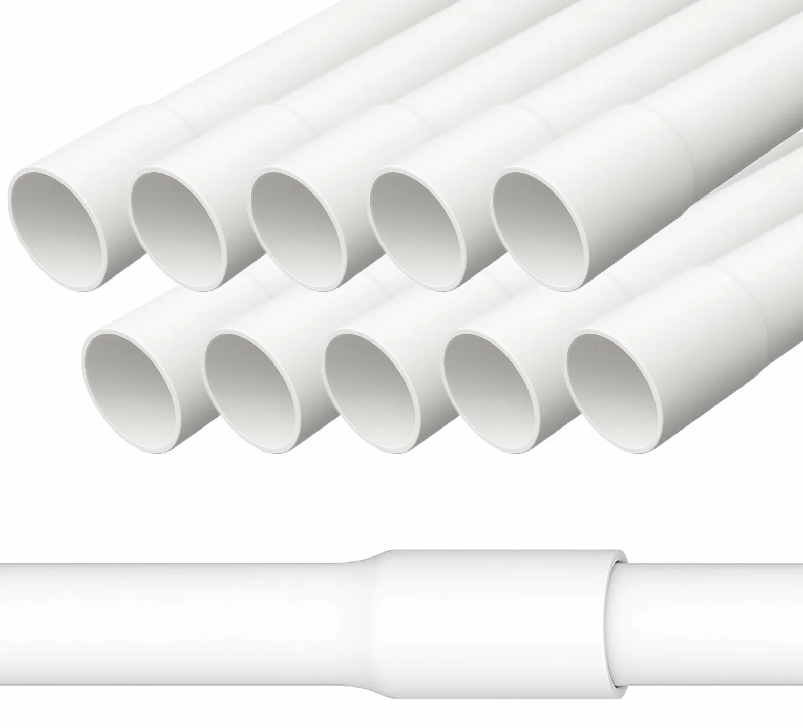 Tubo de cable rígido de PVC de 20 mm (M20) – 20 m de tubo de instalación con manguito, retardante de llama, para montaje en superficie, color blanco