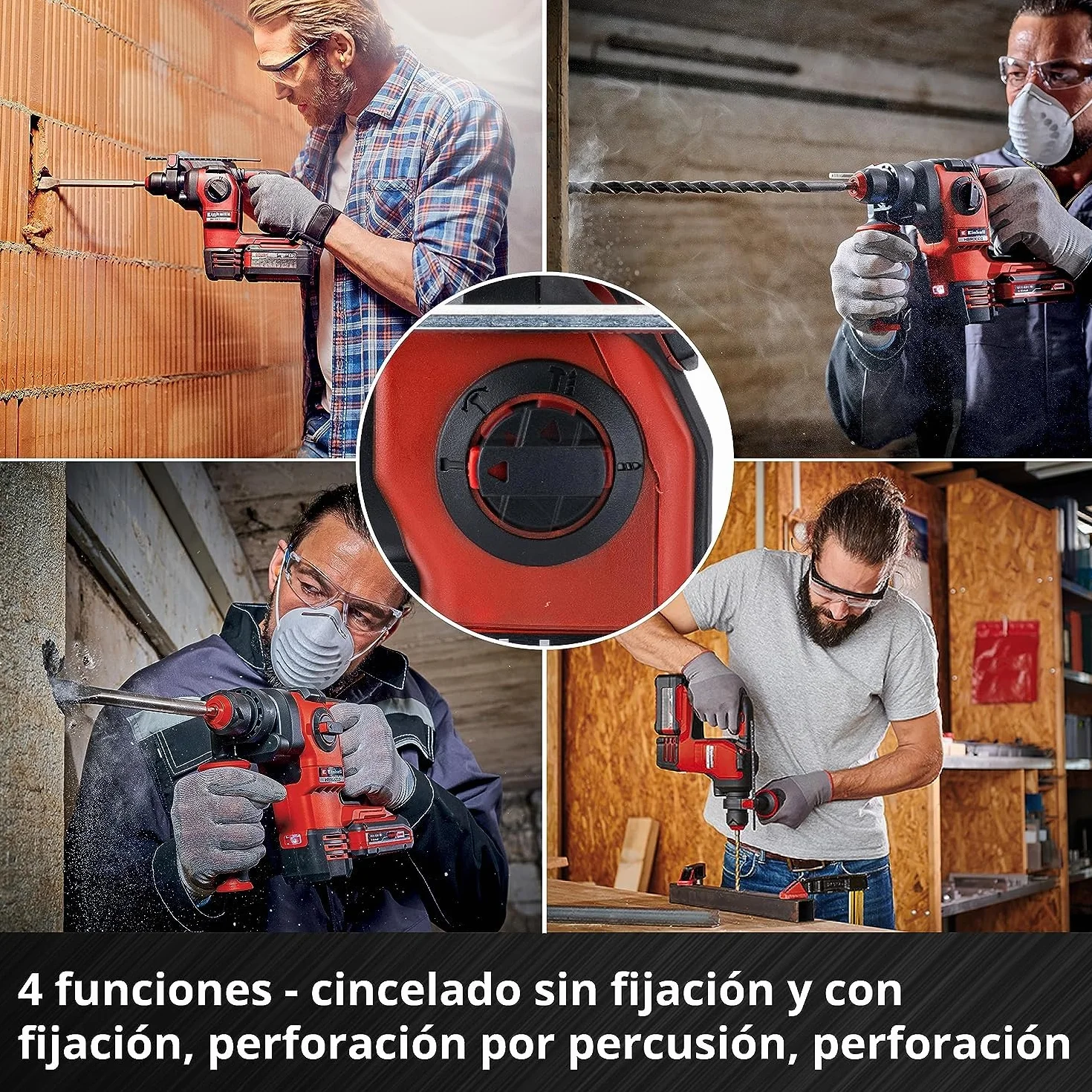 Einhell Martillo percutor a batería HEROCCO Power X-Change, Li-Ion, 18 V, 2.2 Joule, 18 Nm, motor sin escobillas, mecanismo impacto neumático, toma SDS+, incl. E-box, sin batería ni cargador