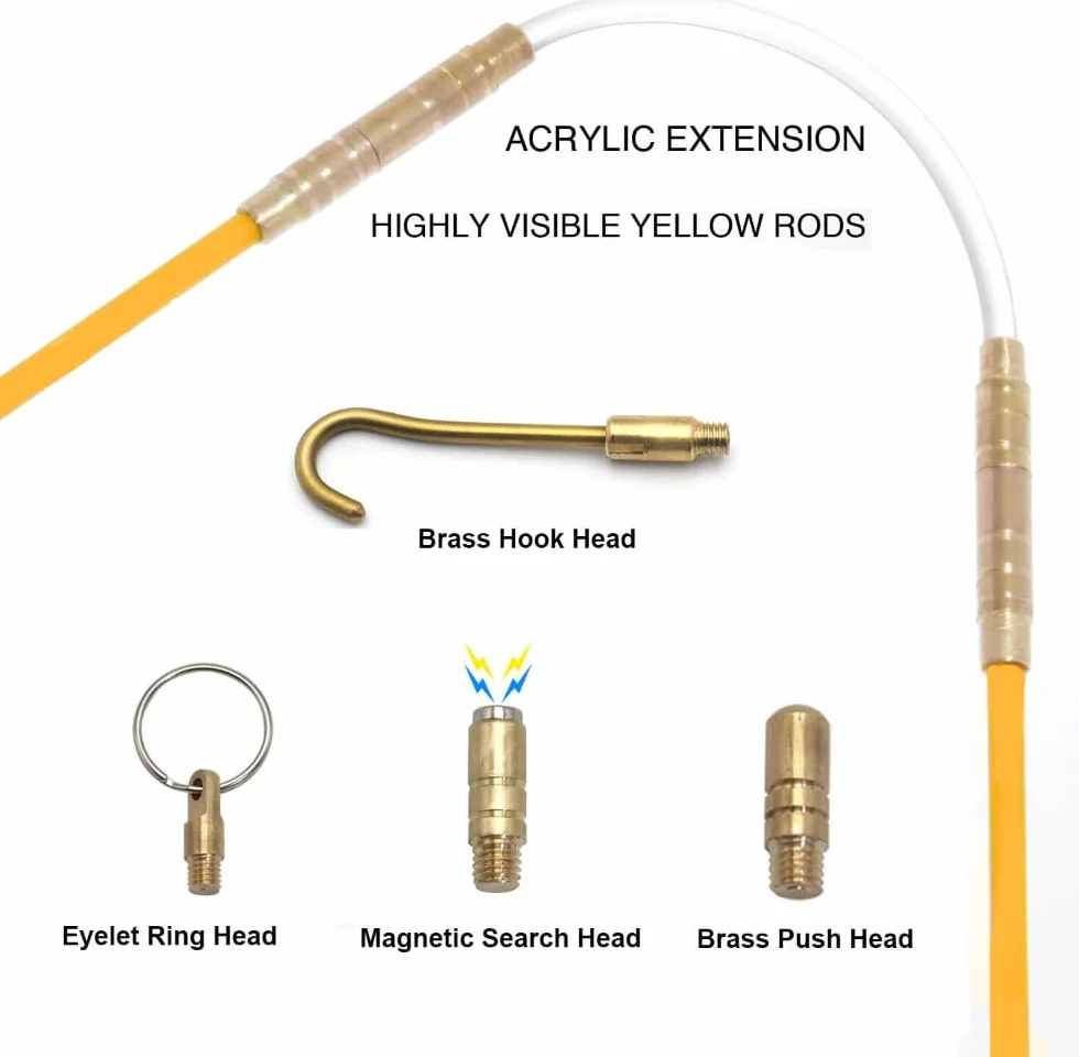 10PCS Varillas de Cable Varillas eléctricas con Gancho y Kit de Orificio Fibra de Vidrio Conexión eléctrica Kit de tracción de Cinta pasacables - Diámetro del Cable 4 mm Longitud 330 mm