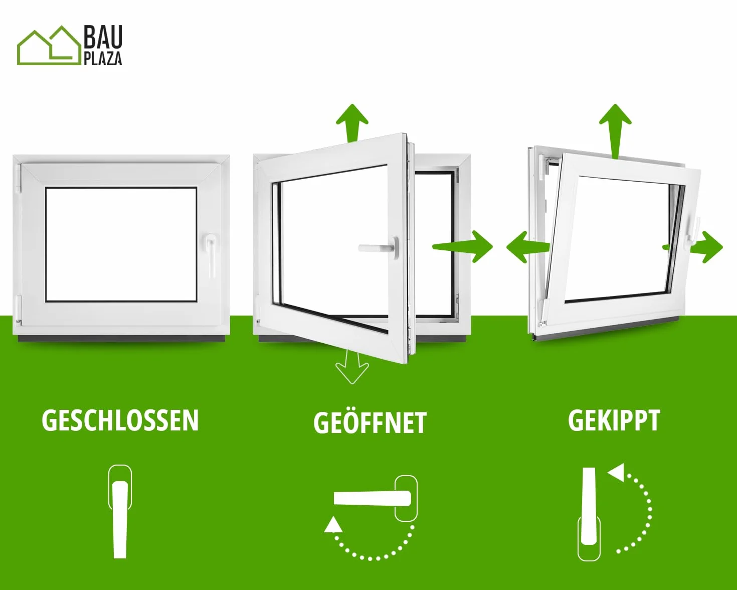 BauPLaza Ventana PVC (reforzado) Ancho x Alto 750 x 450 mm - Blanca - Vidrio Transparente - Triple acristalamiento 4/10/4/10/4 (triple cristal) - 75 x 45 cm Izquierda Oscilobatiente