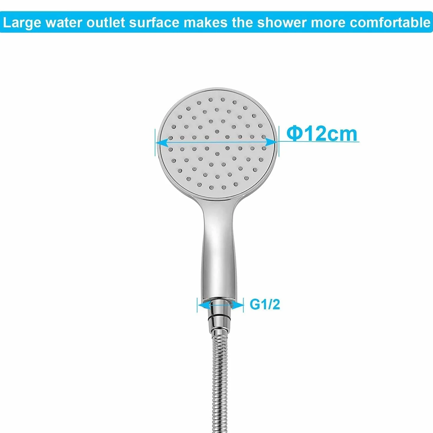 ONECE Barra de Ducha Acero Inoxidable 75 cm, Columna Ducha Sin Grifo | Lnstalación Ajustable, Soporte de Cabezal de Ducha Ajustable, Ducha de Mano y Manguera, Cromo