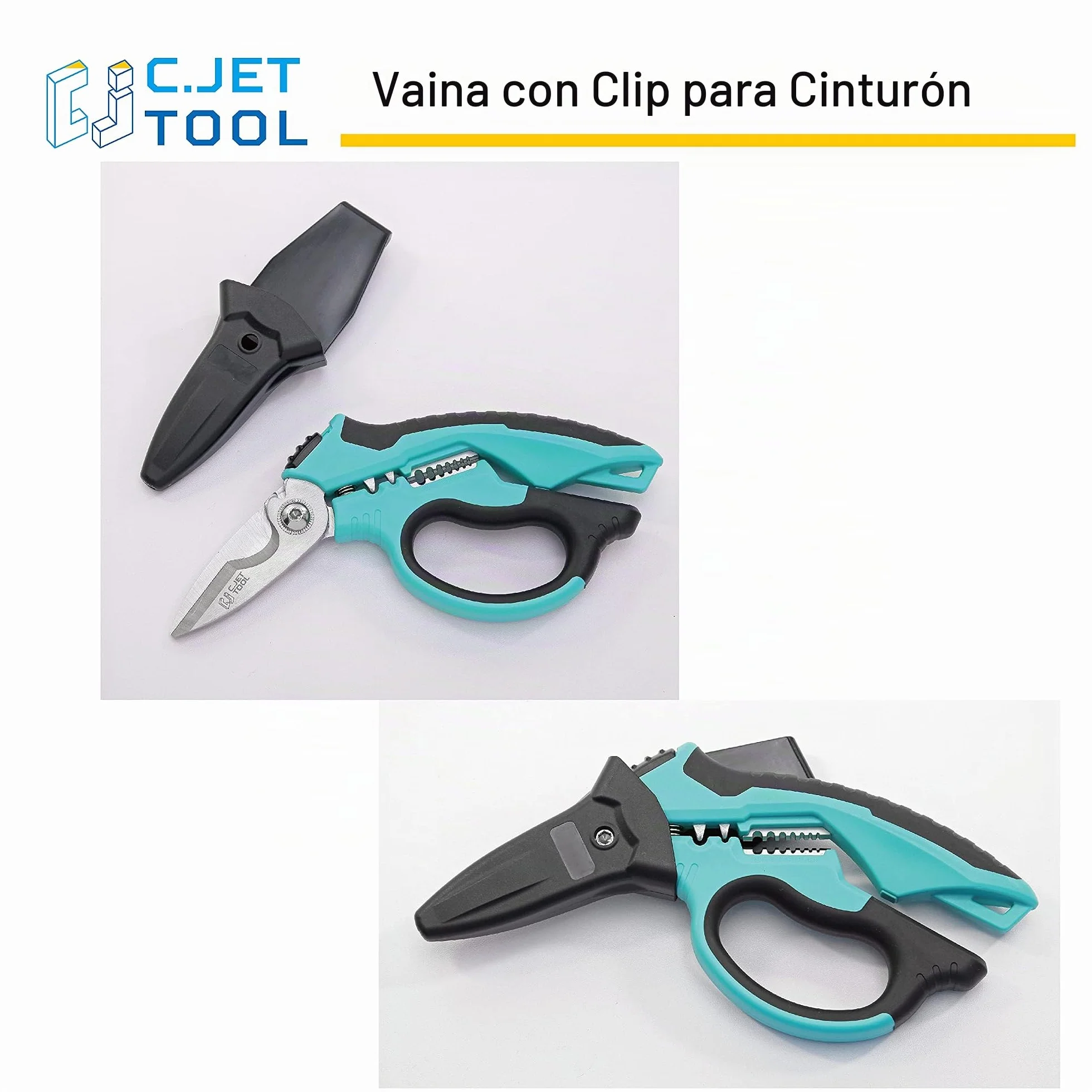C.JET TOOL Tijeras de Electricista 8"/200 mm, Acero Inoxidable, Angulares, Cortador de Alambre, Profesionales de Alta Resistencia para Cortar Cables de Cobre y Aluminio