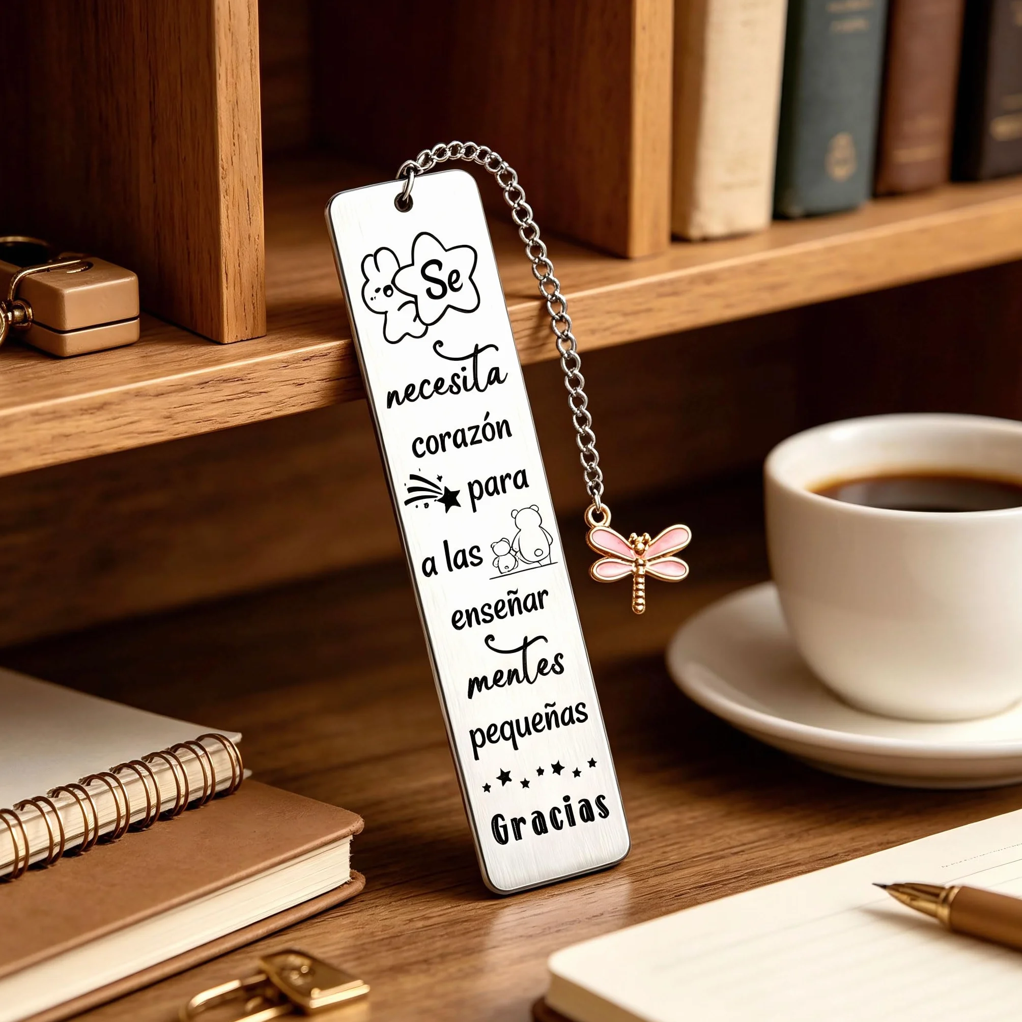 Marcapáginas Metálico para Profesora, Regalo Fin de Curso, Frases Emotivas, Detalle Maestra Infantil Primaria