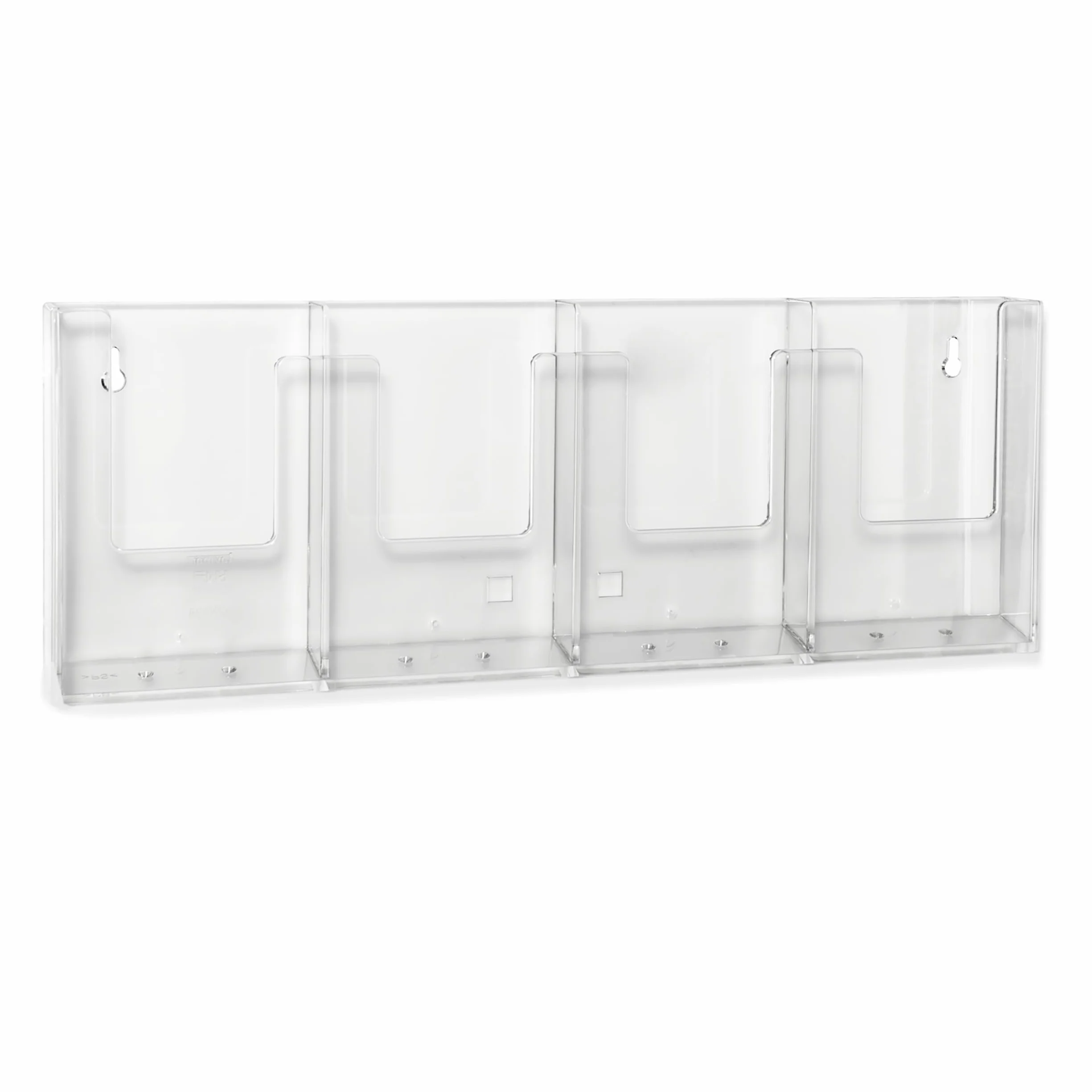 Taymar Soporte para folletos de pared largo DIN DL tríptico, expositor de 4 compartimentos 10,2 cm