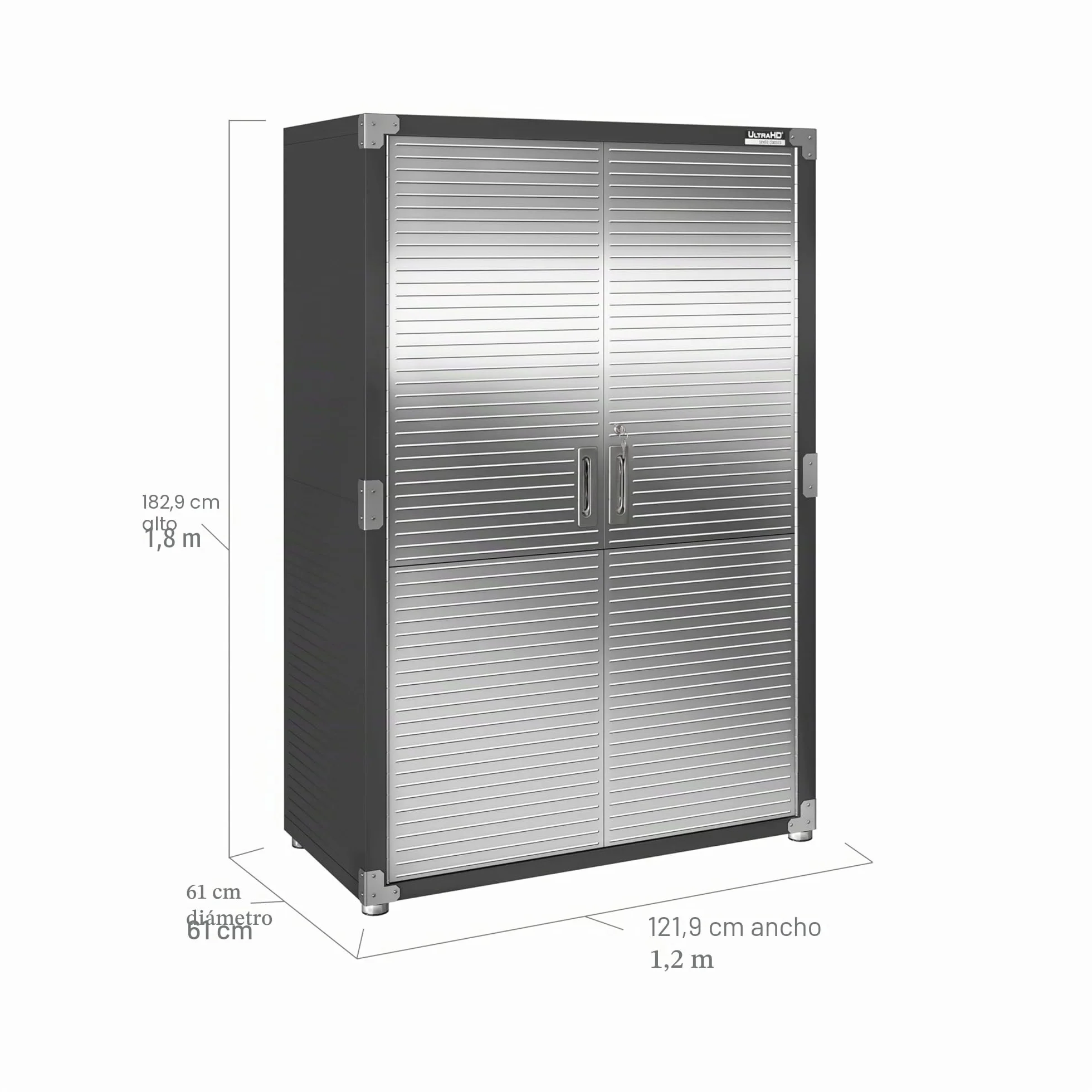 Seville Classics UltraHD Mega Gabinete de Almacenamiento 121,9 x 60,9 x 182,9 cm Grafito