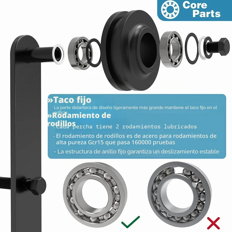 WINSOON 5FT/150cm Puerta Corredera Herrajes Puertas Correderas Kit para Doble Bypass Guia Puertas Correderas Plegable de Interior, Forma I, Puertas no incluidas