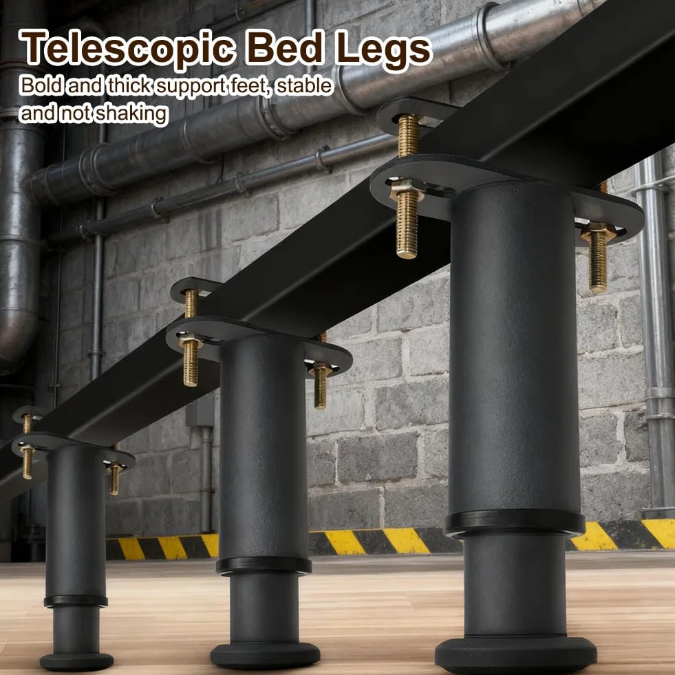 Patas para Muebles 4 Pcs Patas de Somier Regulables 25-42cm Altura Regulables Pata de Cama Ajustables de Metal, Soporte Pata para Marco Listones Centrales Cama Sofas Armarios Mesa Muebles de TV