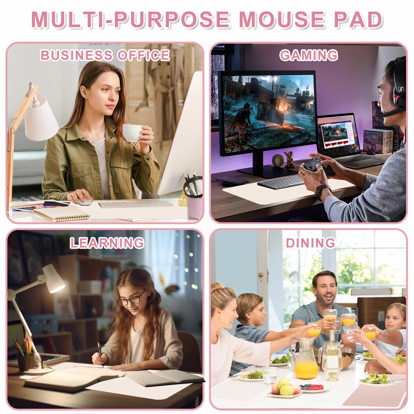 Alfombrilla de Escritorio Protector PU Impermeable Antideslizante 80x40 cm Mouse Pad Grande Beige