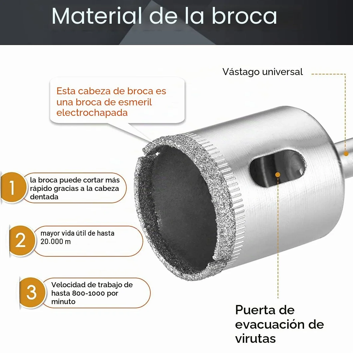 Flintronic - Broca de diamante, 15 piezas, sierra de campana, juego de herramientas, sierra de diamante para vidrio/azulejos, cerámica, mármol/porcelana de acero al carbono 8 mm-50 mm