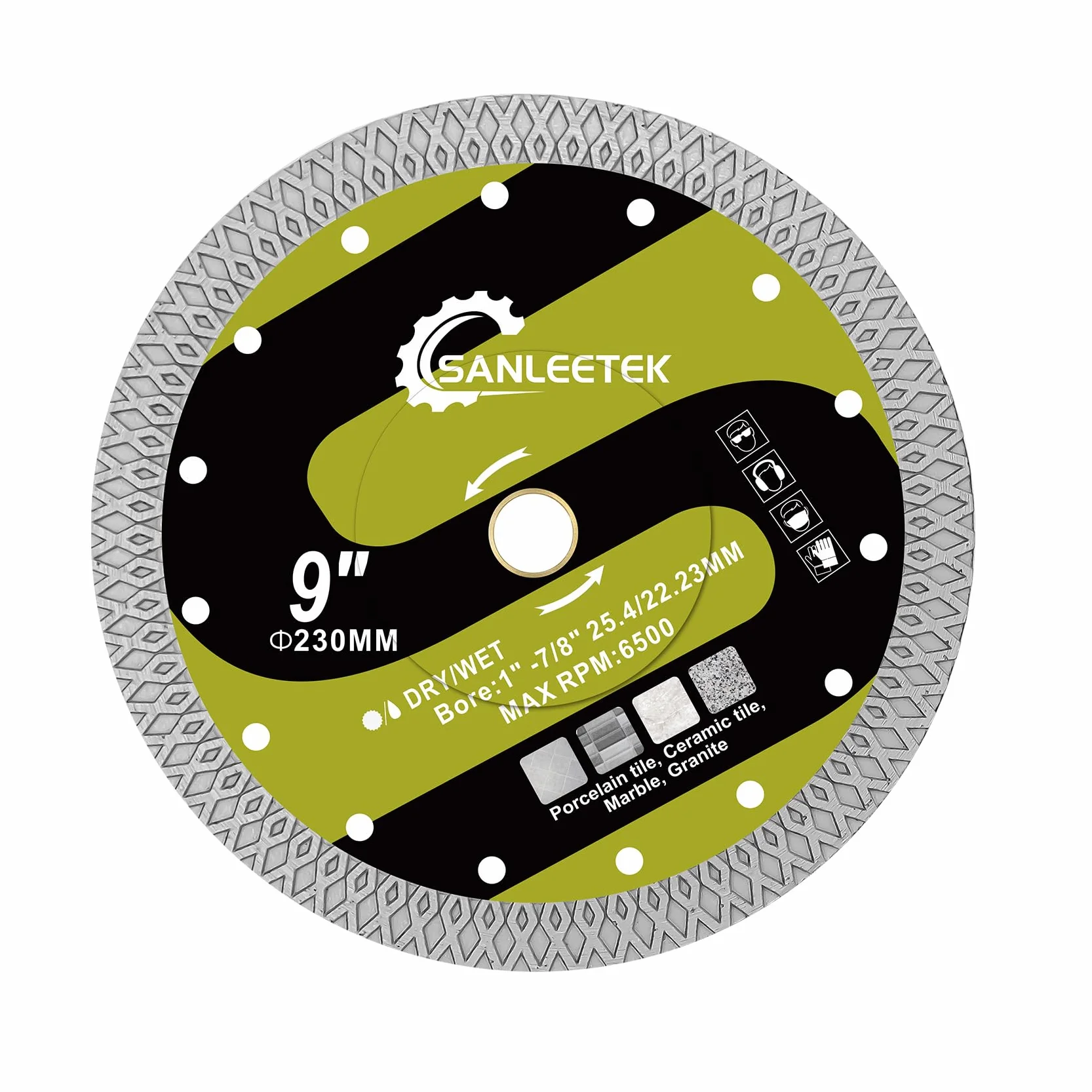 Disco Diamante para Azulejos 230mm - Malla X Hoja de Sierra para Cerámica Porcelánico Mármol Piedra Artificial para Sierra Circular SANLEETEK