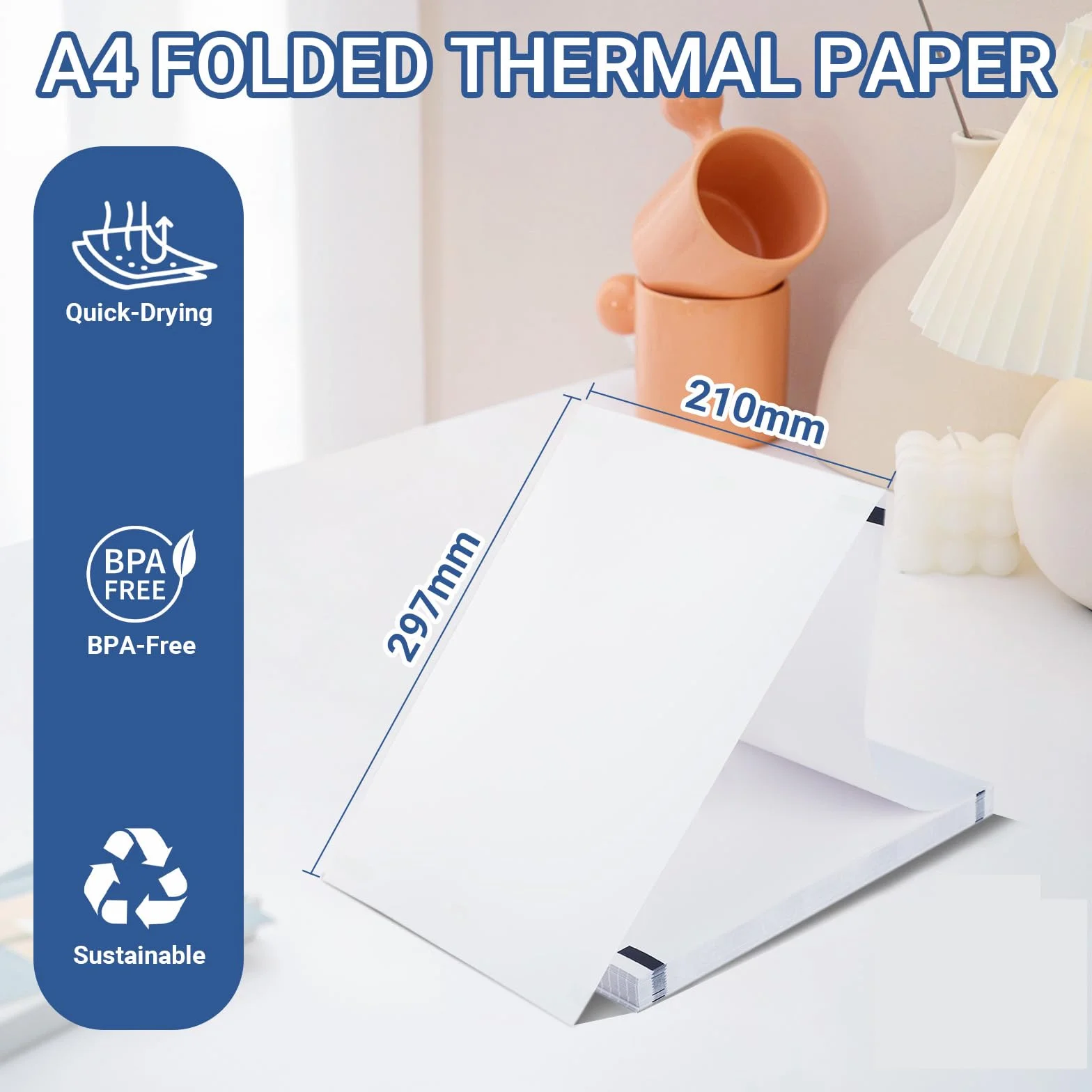 200 Hojas de Papel Térmico A4 - Papel Térmico Impresora, 210×297 mm, 70g/m² Papel de Pulpa de Madera Pura, Sin BPA, Compatible con la Mayoría de Impresoras Térmicas A4