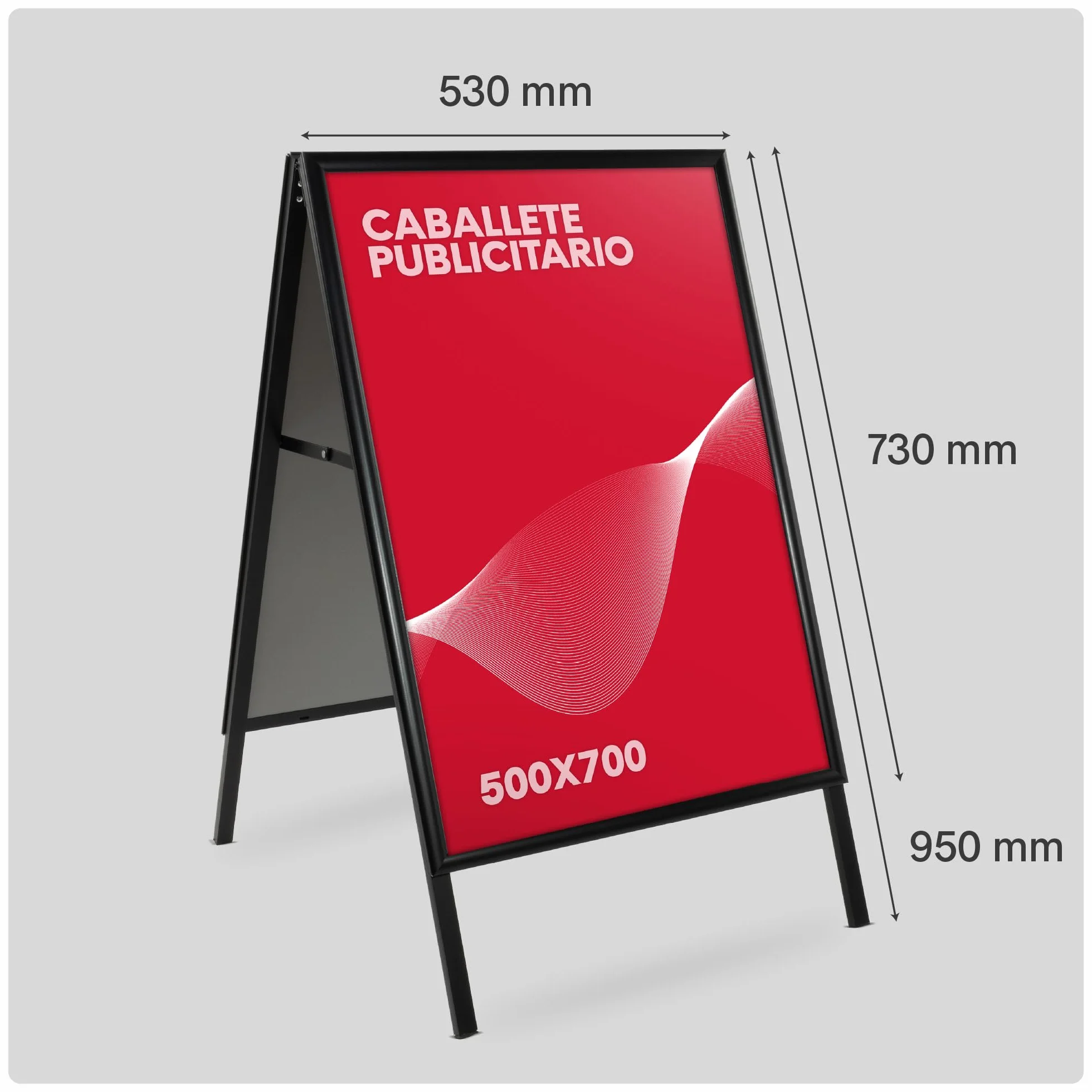 Caballete Publicitario de Aluminio Negro 500x700 mm | Expositor Doble Cara con Sistema Click y Protector Antideslumbrante | Soporte Portátil para Carteles y Anuncios
