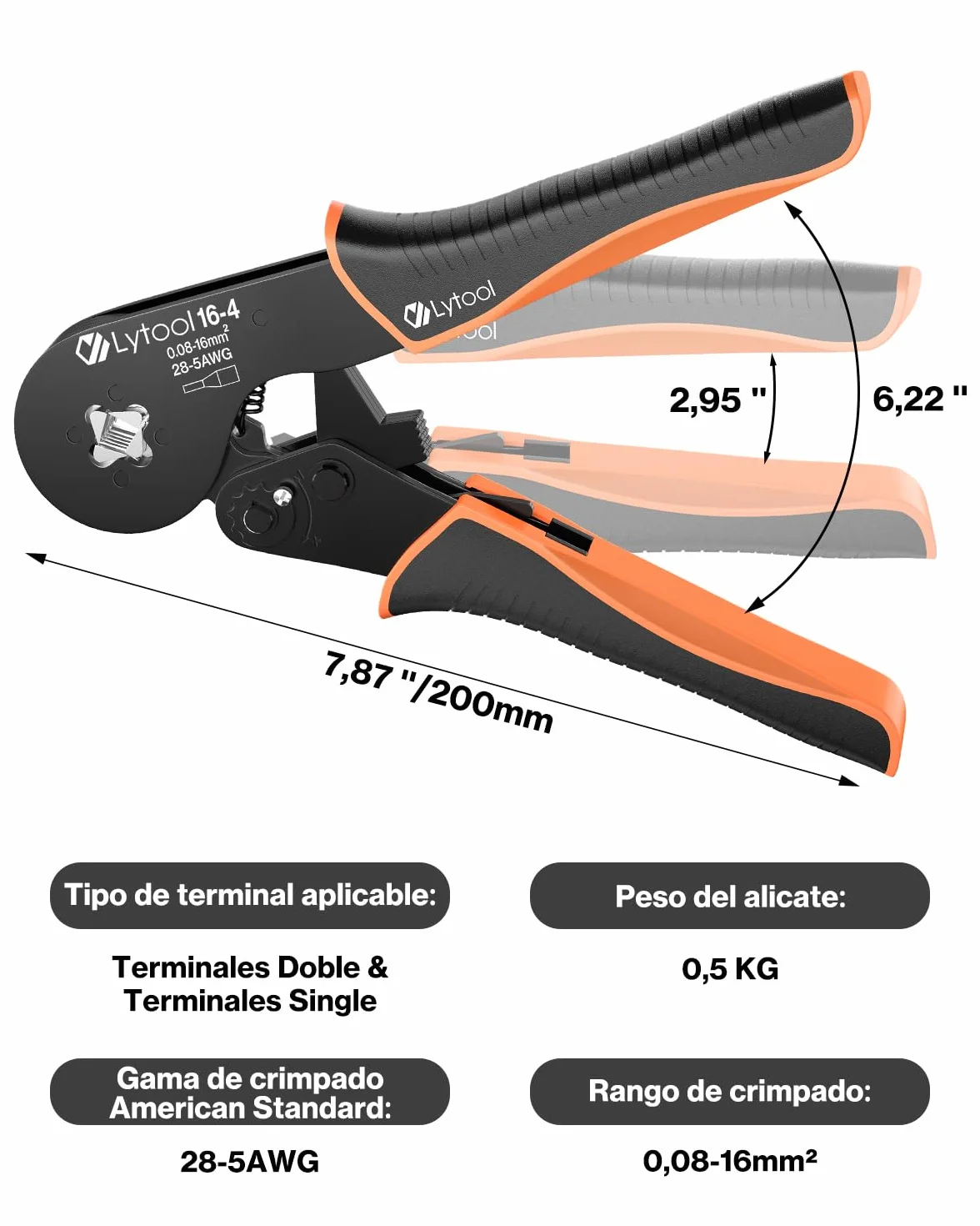 Crimpadora Lytool Terminal 0.08-16mm² Alicates para Crimpar