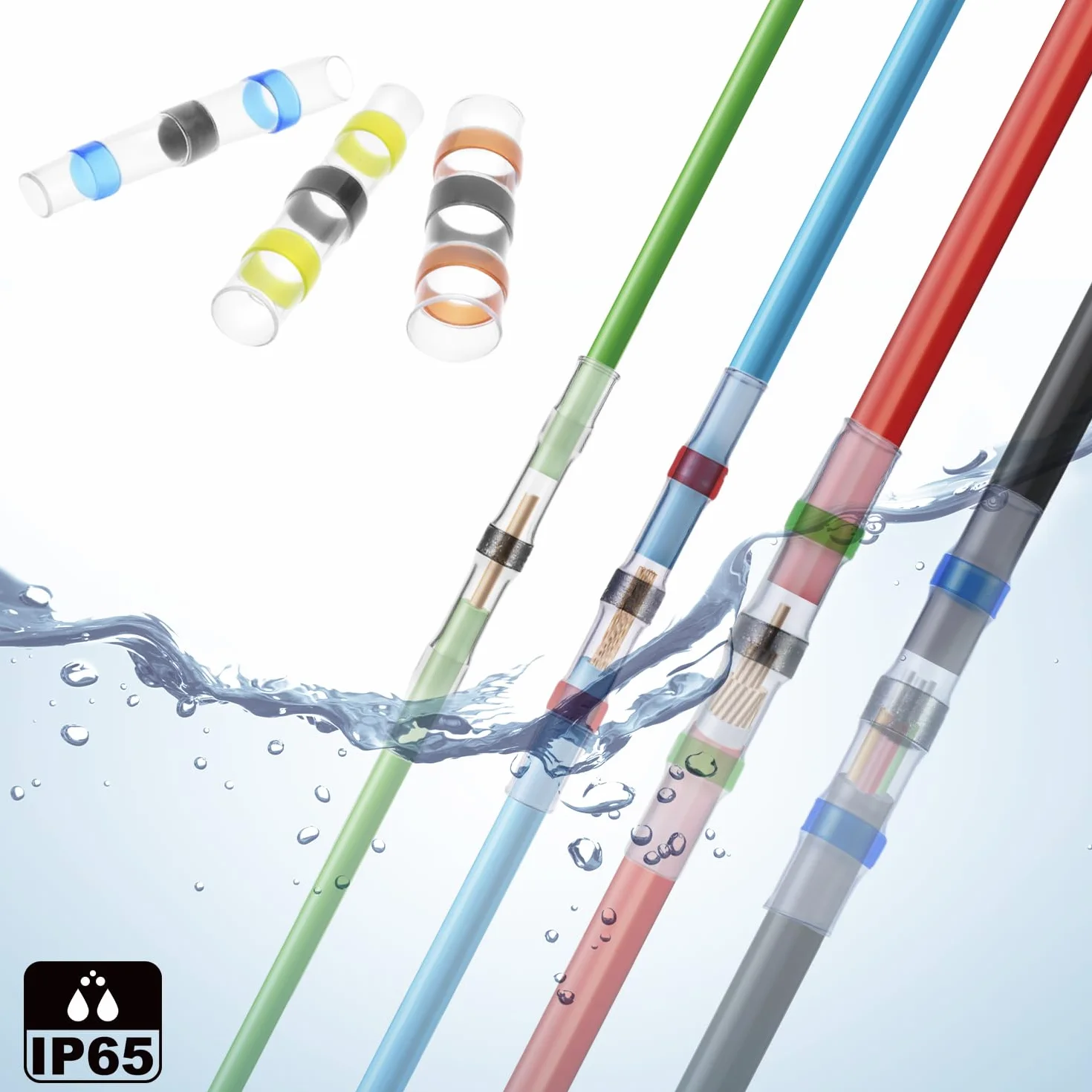 QWORK 400pcs Conectores a Tope para Soldadura Retráctil 26-8 AWG Terminales Impermeables Tubo Termorretráctil 3:1