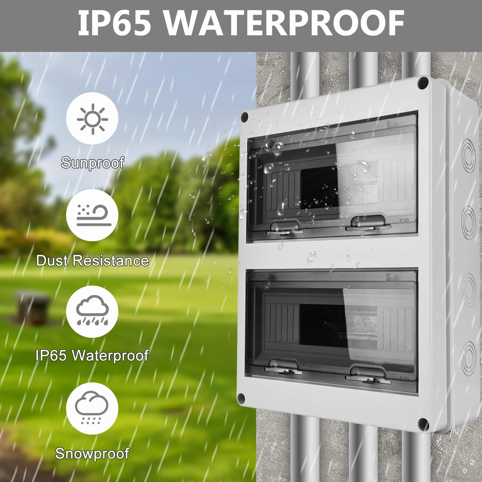 Caja Cuadro Electrico Superficie: Caja Estanca Exterior Electrica, 24 Módulos Caja Distribucion Electrica IP65 a Prueba, para Jardín o Exteriores