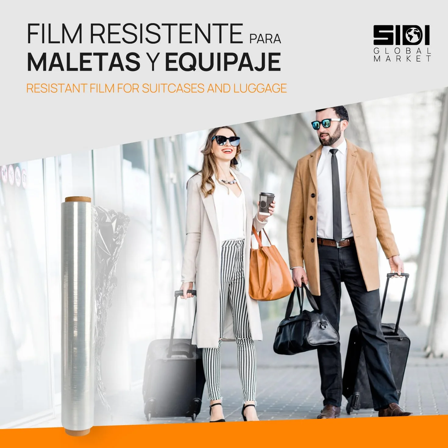 Film Blanco para Embalar, Film, Papel Film, Rollo de Plastico Protector Muebles, Cajas Mudanza, Plastico Cubretodo 50 x 110 m estirables - SIDI (1 und, Blanco)