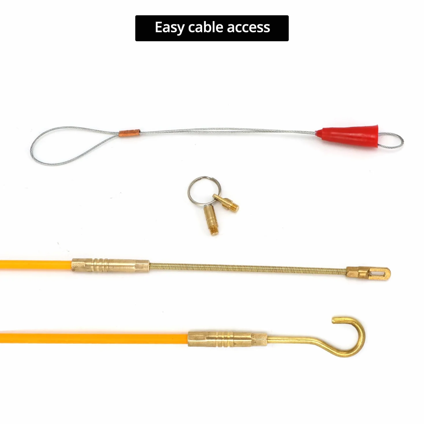 QWORK® 10 Piezas Guia Pasacables Fibra de Vidrio, Extractor de Cables con Gancho, 33 CM Juego de Varillas de Cable