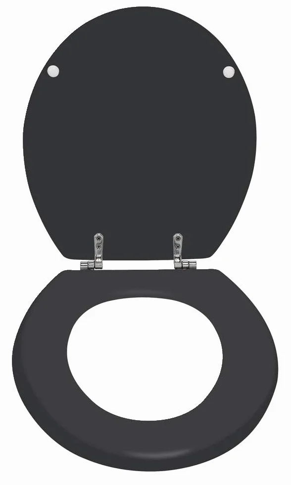 Wenko Tapa de WC Prima Negro Opaco - Adecuado para cisternas, sujeción de Acero INOX, MDF, 37 x 41 cm, Negro