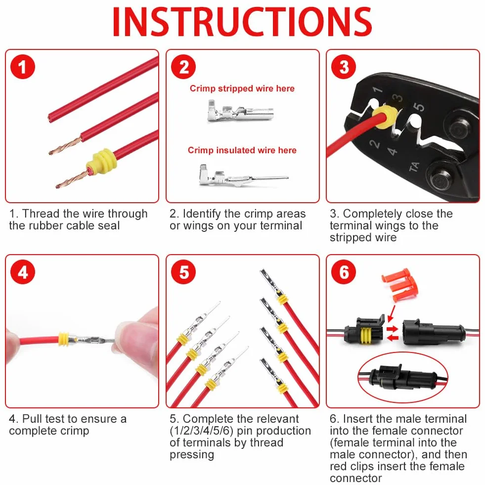 Conector Electrico Impermeable 730 Piezas para Coche, Kit de Conectores Sellado 1-6 Pines