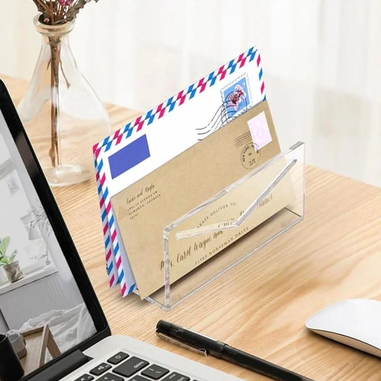 Organizador de correo acrílico para encimera, kit clasificador de letras para oficina