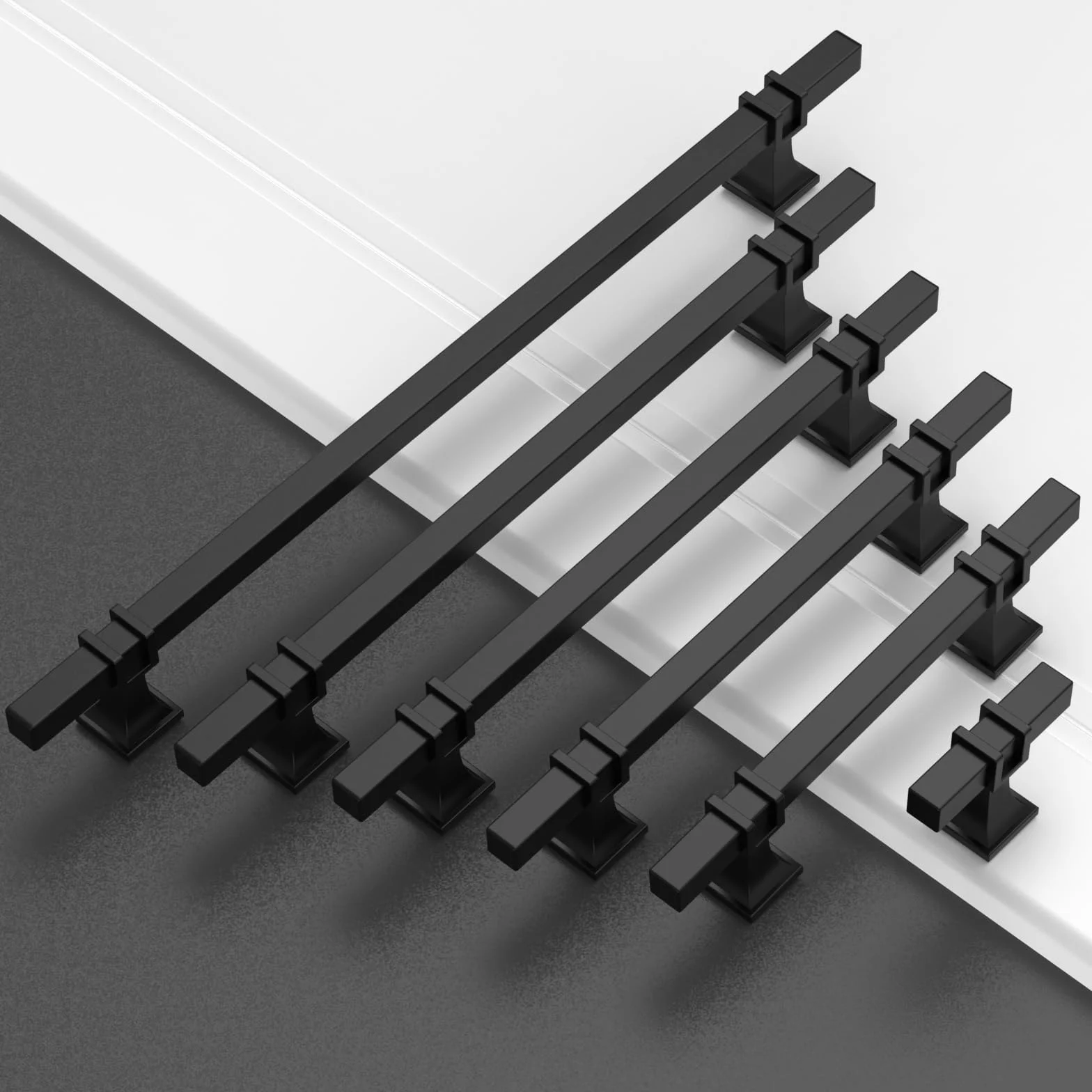 Amerdeco 10 Pieza Tiradores Cocina 160mm Tiradores Armarios Negro Tirador Puerta Tiradores Cajones de Muebles UK0003