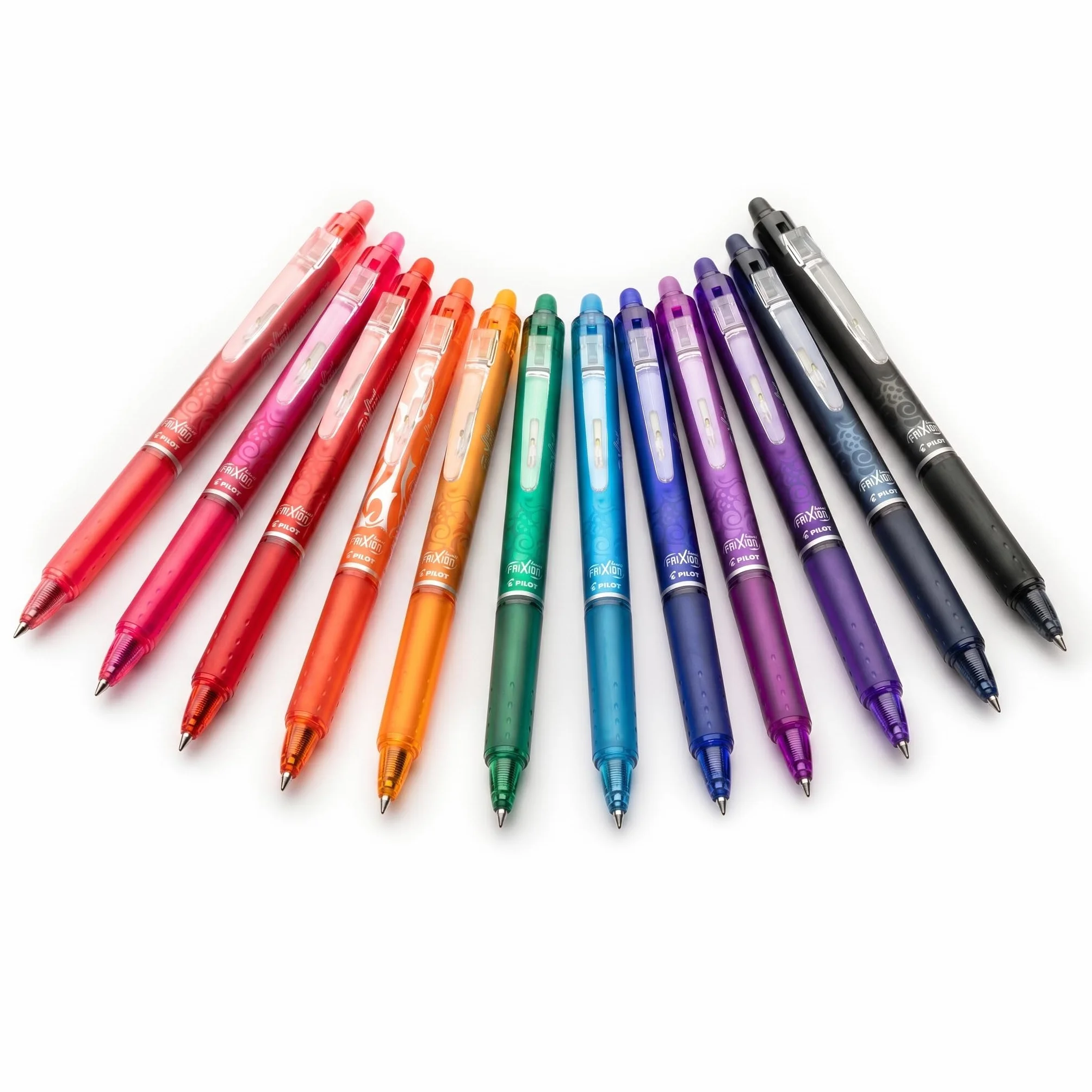 PILOT FriXion Ball Clicker 07 Pack 4 Bolígrafos Borrables Tinta Termosensible Roller Retráctil Recargable Negro Azul Rojo Verde Punta Media