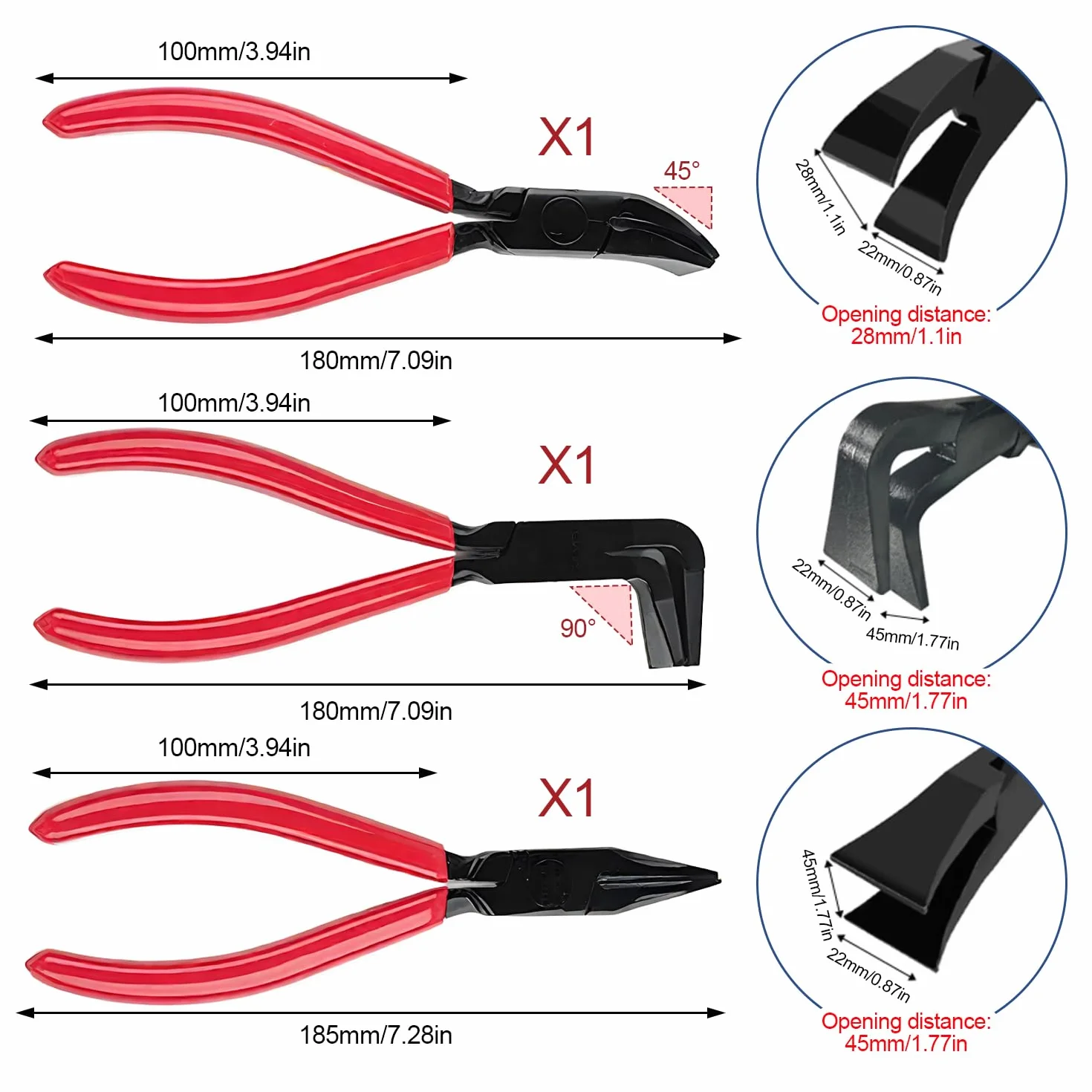 3 Piezas Juego de Alicates Doblar Chapa Alicate Plegar Chapa Dobladora Portátil Manual (0°, 45°, 90°) 22 mm de Mandíbula para Reparadores Entusiastas del Bricolaje para Doblar y Enderezar Chapas meta
