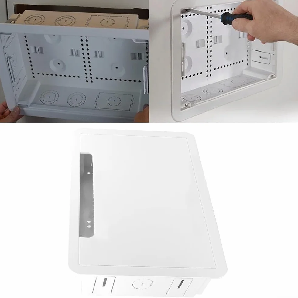 DAZZLEEX Caja de gestión de cables para unidad de TV o medios de pared, organizador de cables y cables de 9 pulgadas empotrable