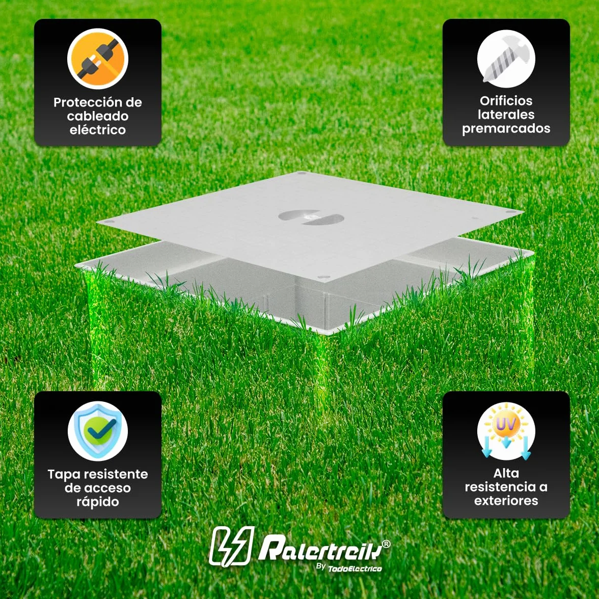 Pack 4 Arqueta Estanca de Suelo Electrica Gris Cuadrada con Tapa Ciega IP54 Arqueta de Riego y Electricidad Arqueta de PVC para Jardin, Drenaje Riego, Instalaciones Eléctricas Tuberías 200x200mm