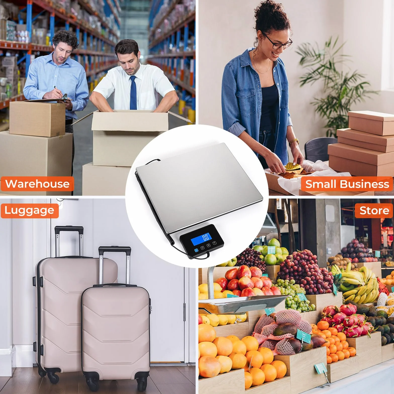 Balanza postal MUNBYN 300kg/660lb Alta precisión Horario encendido/apagado personalizable