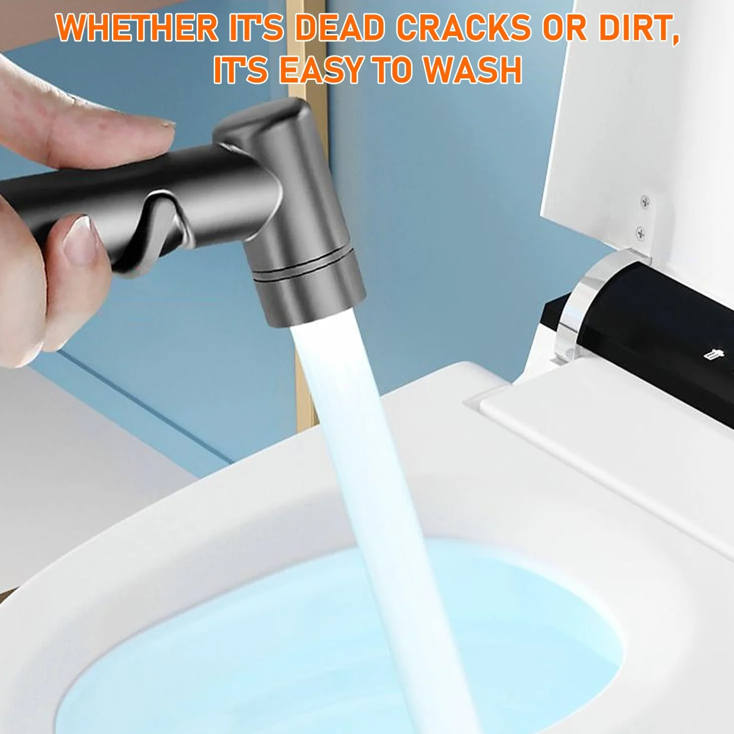 Ducha Higienica para WC, Una Entrada y Dos Salidas, Salidas Dobles e Interruptores Dobles, Soporte Giratorio de 360°, Grifo Water con Manguera de 1,4 m, Adecuado para Baños y Aseos (negro)