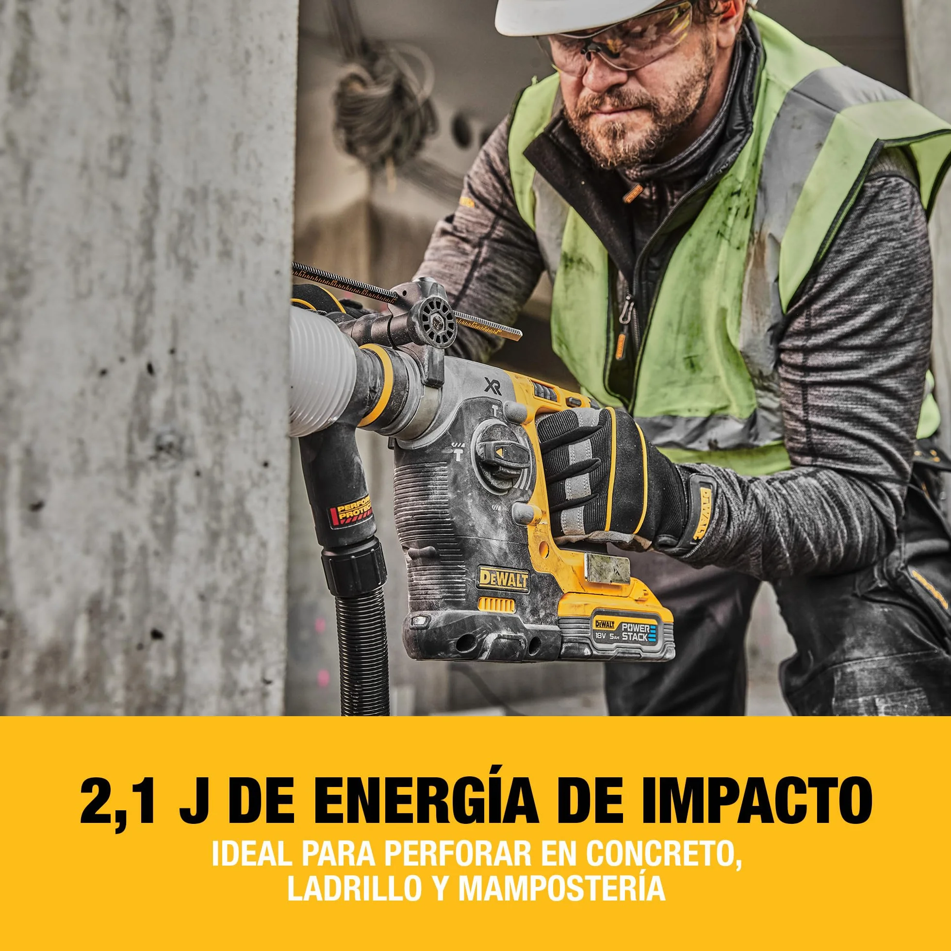 DEWALT Taladro Percutor Sin Escobillas SDS-Plus XR 18V de 24mm, No incluye Batería ni Cargador, DCH273N-XJ
