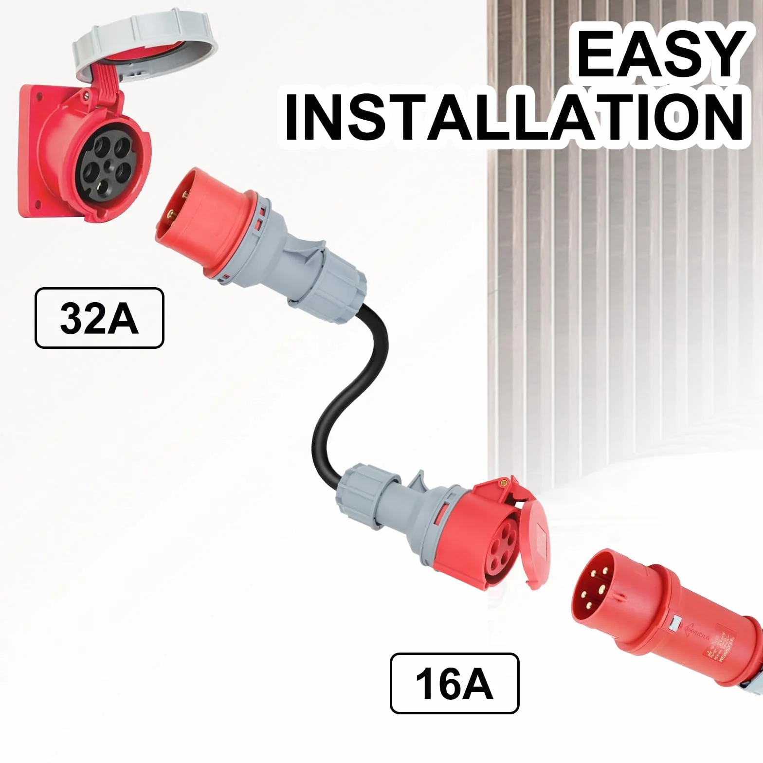 Adaptador de corriente fuerte CHRI Adaptador Cee de 32 A a 16 A, cable de corriente fuerte de 5 * 2,5 mm² 16 A 415 V