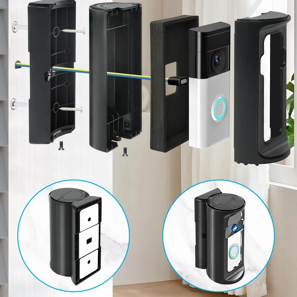 Timbre de la Puerta de Soporte, Video Timbre de la Puerta de Soporte, Timbre de la Esquina Adaptador, Compatible con Video Doorbell Wired Pro2 Plus/3/2/1