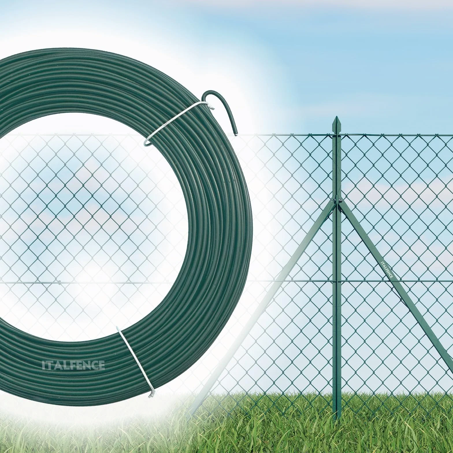 Alambre de hierro plastificado verde para cercados, 100 metros [Ø1,80mm]