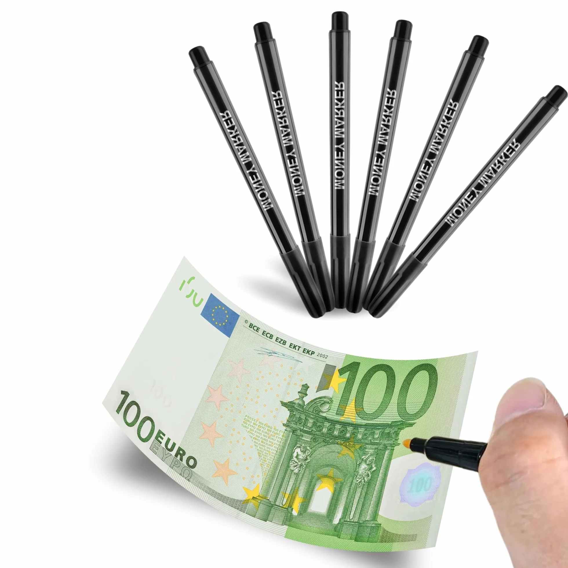 Rotulador Detector de Billetes Falsos 6 Uds Comprobación Rápida Euros Dólares Libras