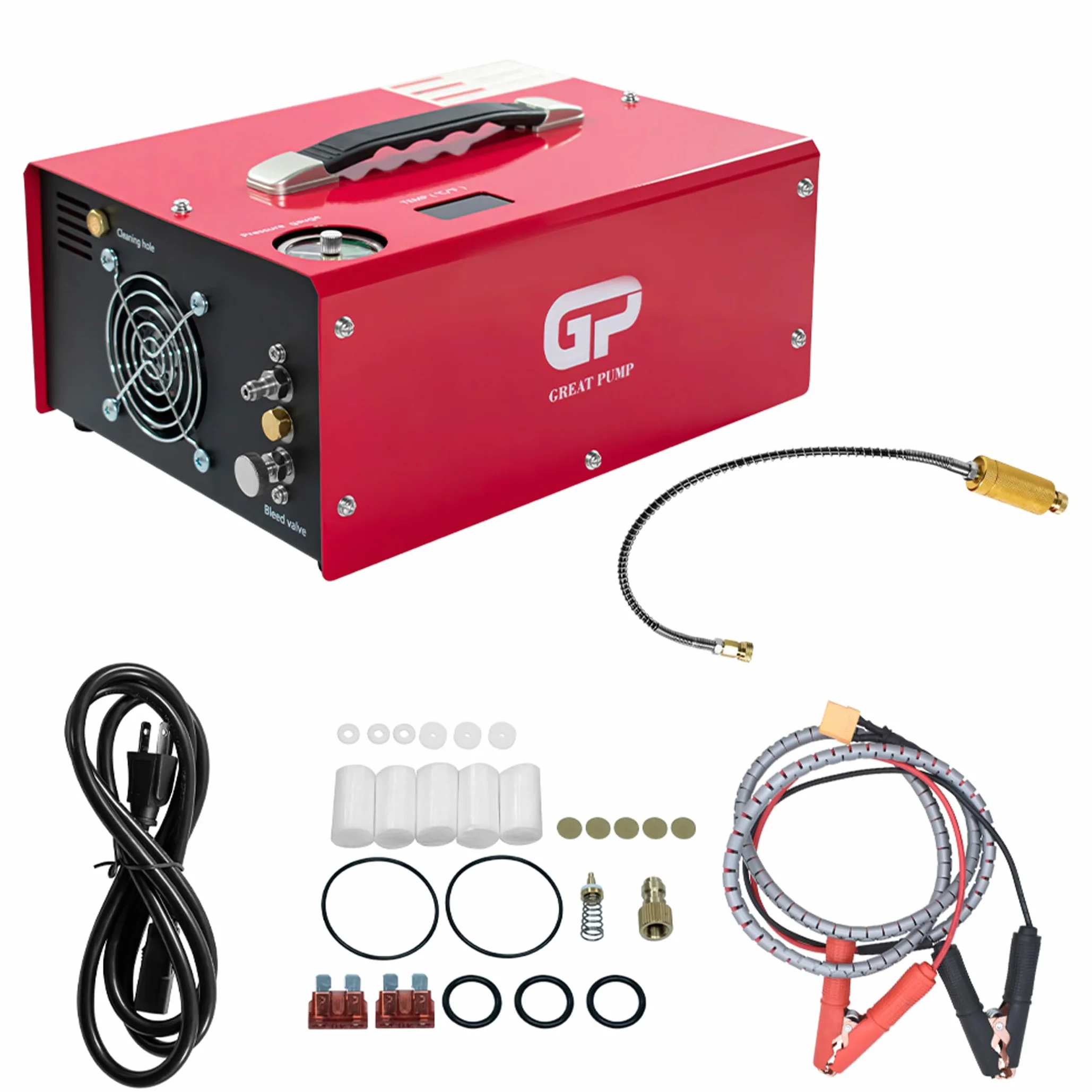 TUXING PCP Compresor de Aire, 4500Psi/30Mpa/300Bar Sin Aceite Pequeño Compresor de Aire Portátil para Pistola, Bomba de Aire de Alta Presión para Rifle/Pistola PCP y Tanque de Paintball