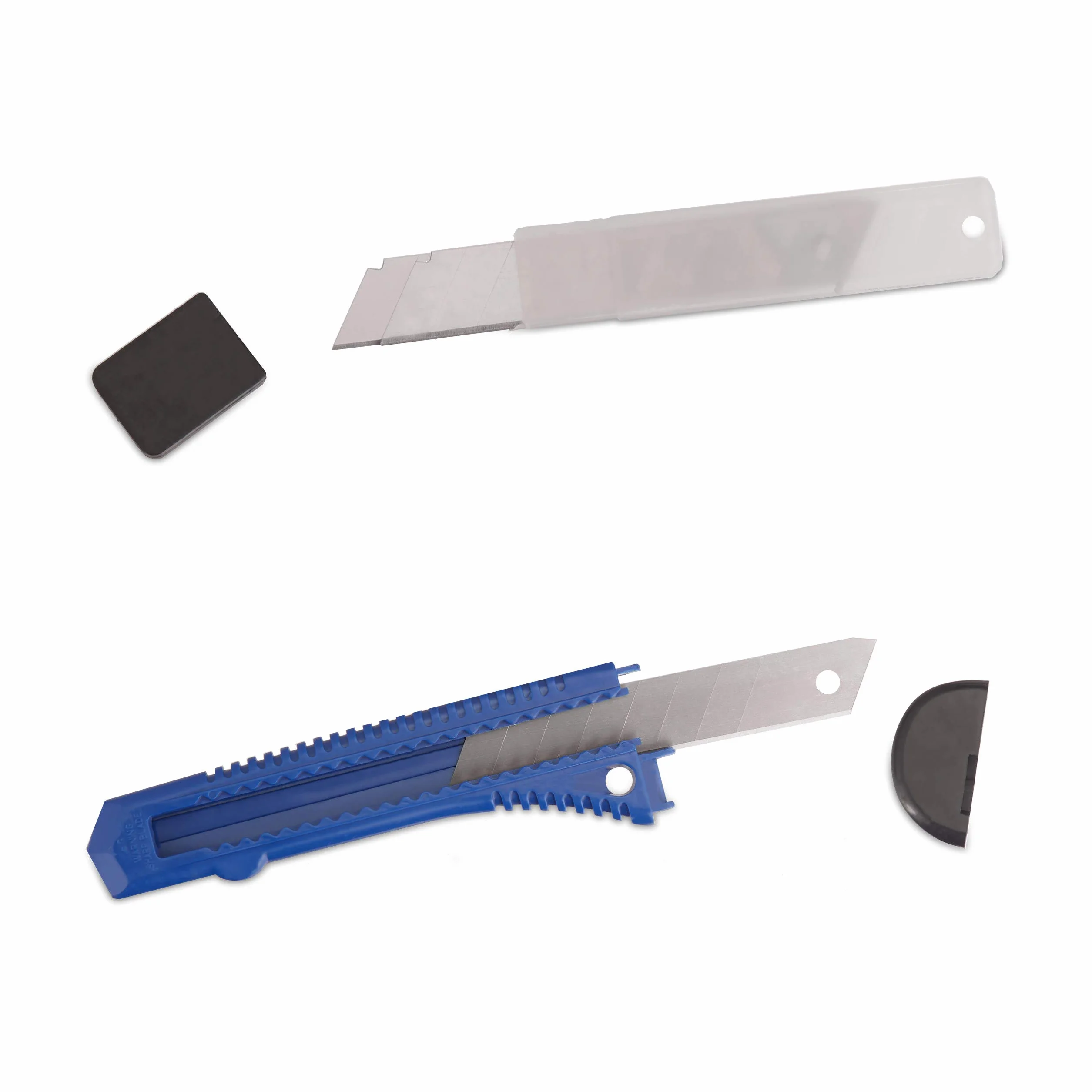 400 Cuchillas de recambio para cúter, 7 puntos de ruptura, Afiladas, 18 mm, Acero de carbono, Plateado