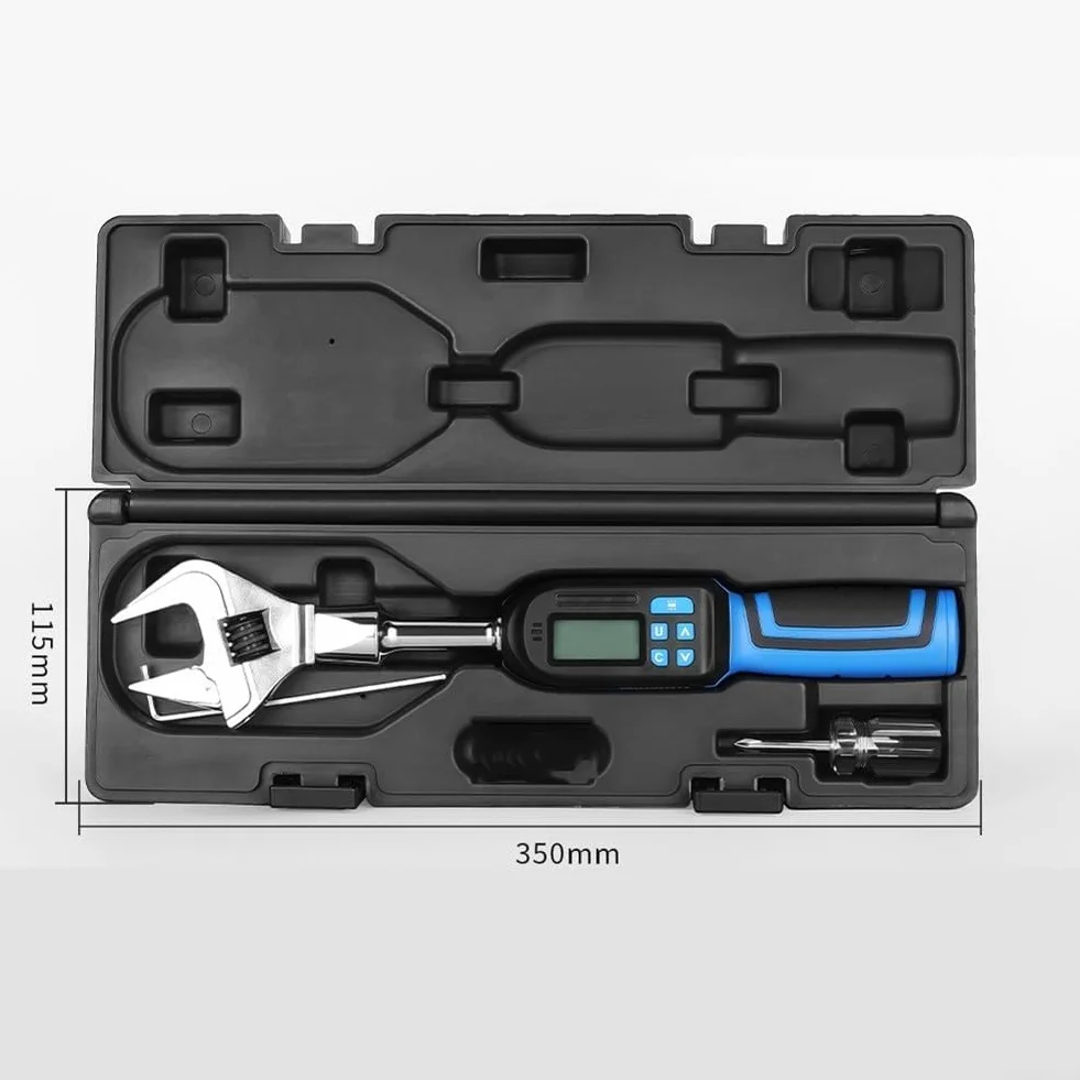 Llave dinamométrica digital con rango ajustable de 6,8 a 135 Nm, LED y sonido, registro de datos, precisión de ± 2%, acero al cromo vanadio para automoción